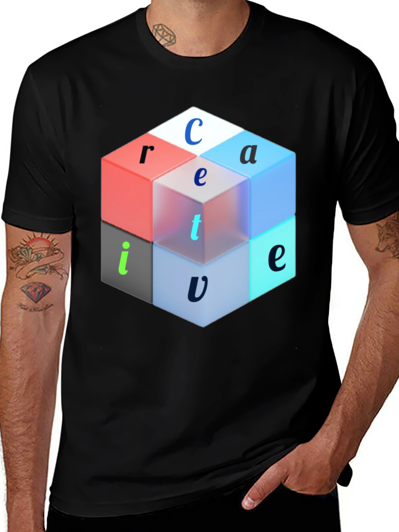 Variant 10 of Creative Cube Graphic Tee - Modern Design