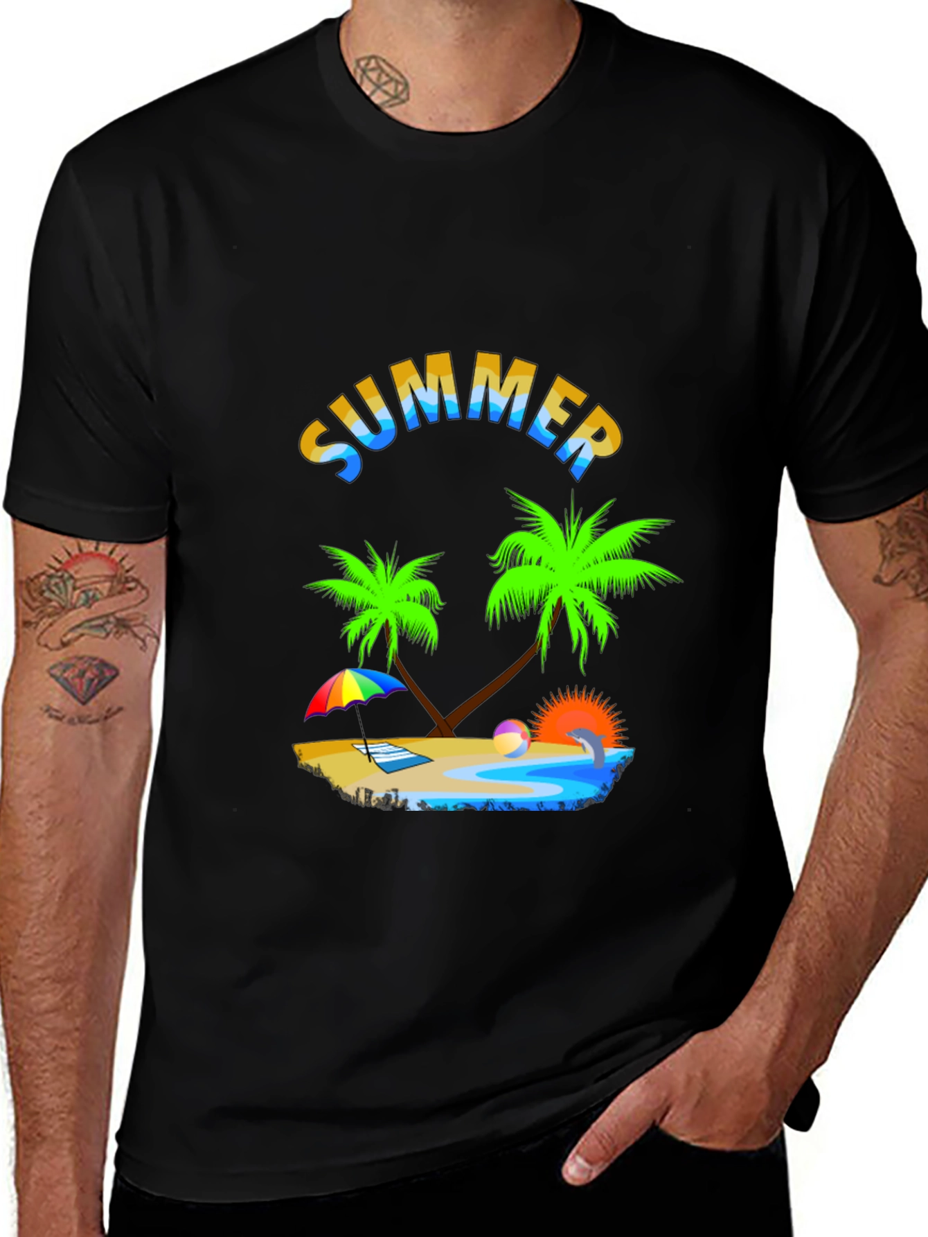 Summer Beach T-Shirt - Tropical Palm Tree Design