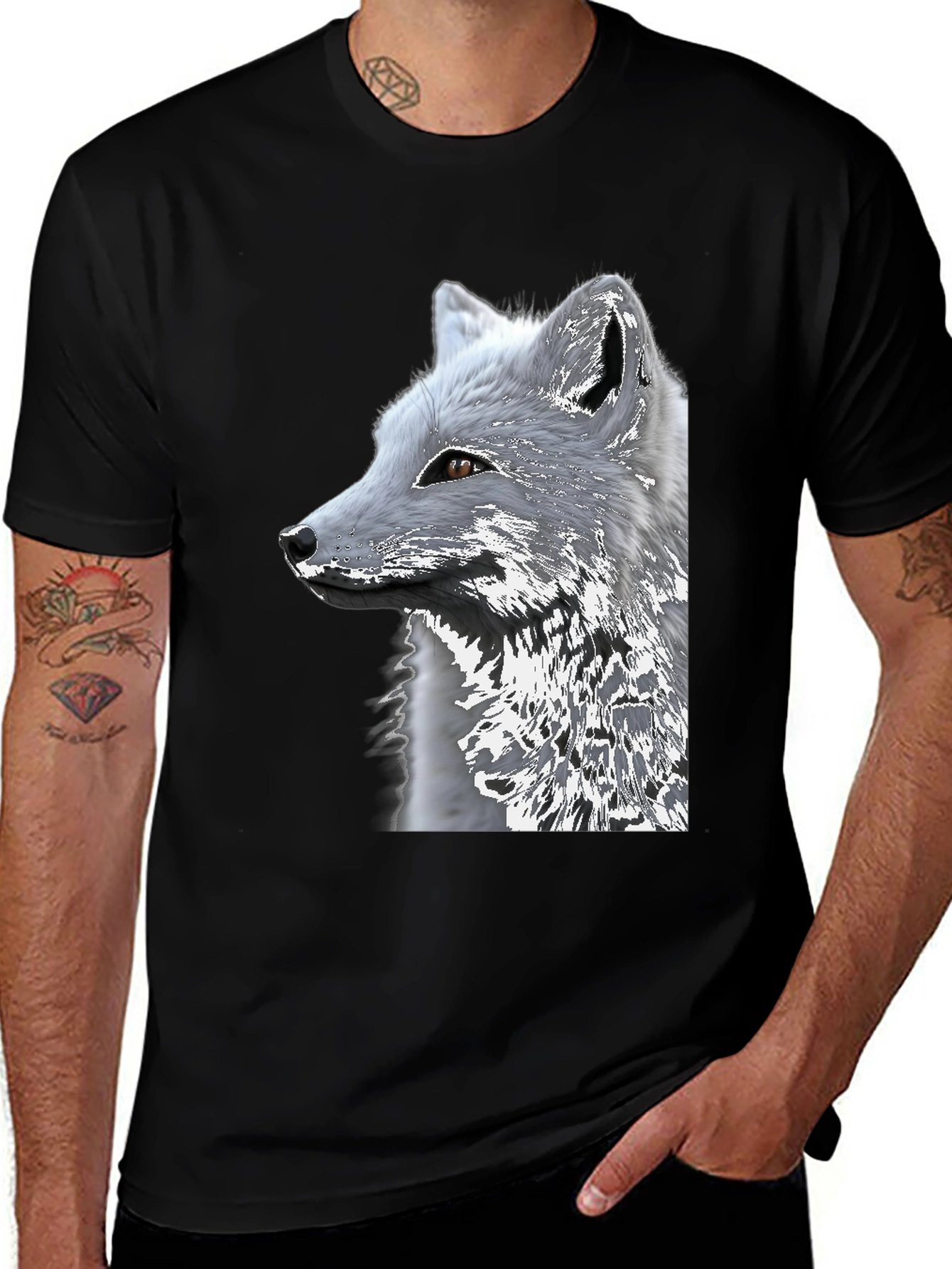 Variant 18 of Arctic Fox Graphic Tee - Black Cotton Blend