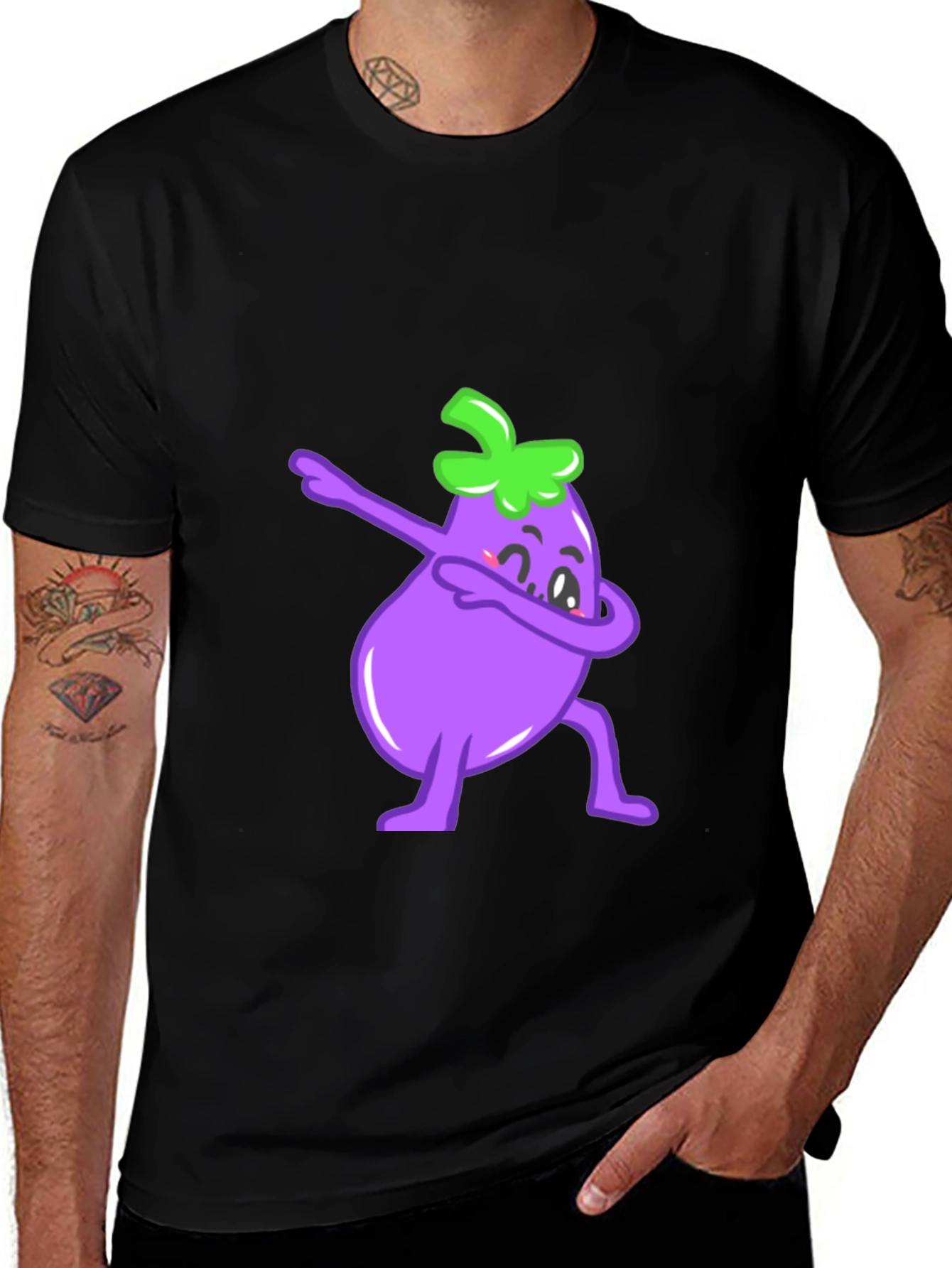 Variant 9 of Dabbing Eggplant T-Shirt - Funny Cartoon Graphic Tee