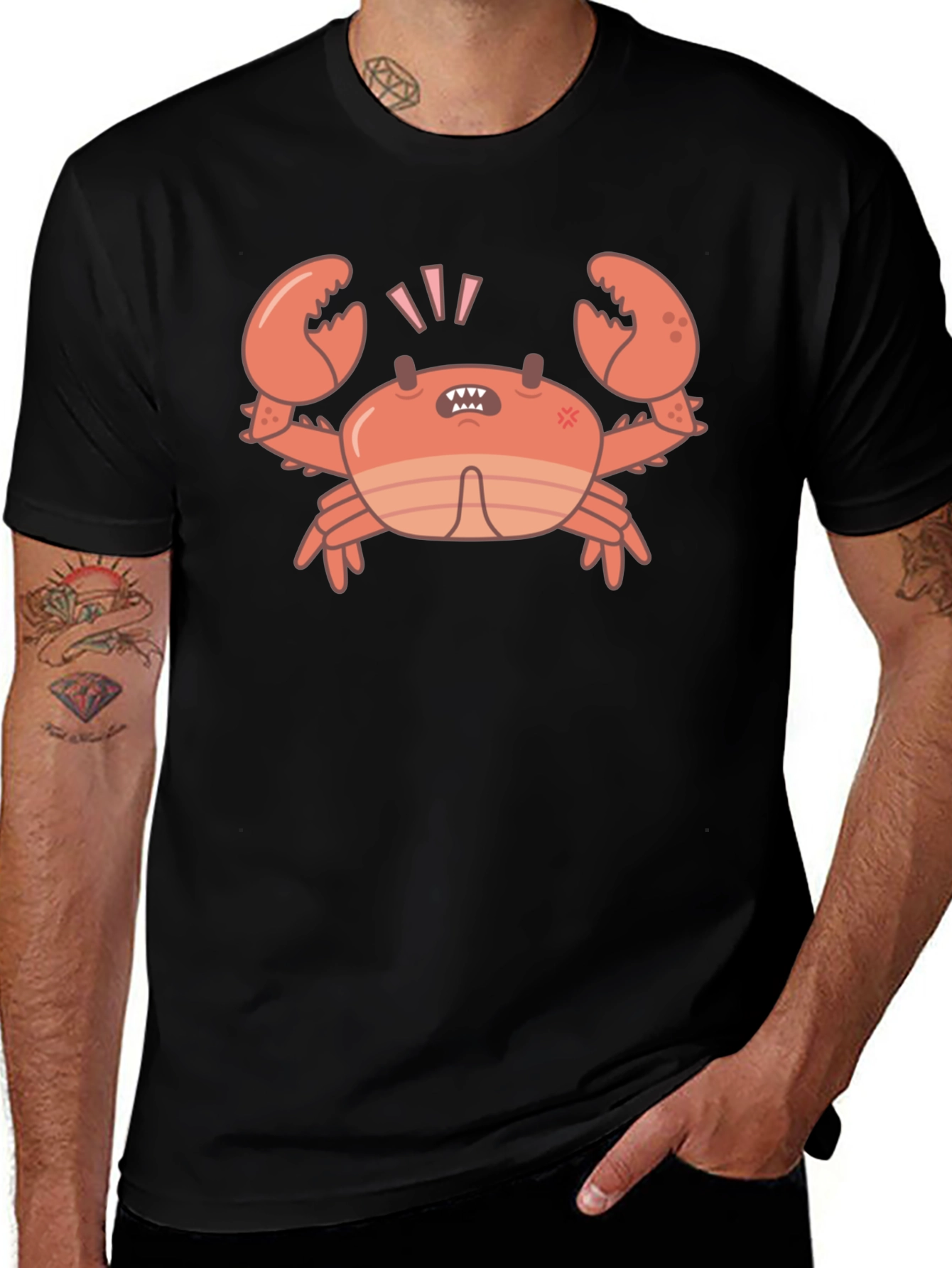 Variant 26 of Angry Crab Graphic Tee - Black Cotton T-Shirt