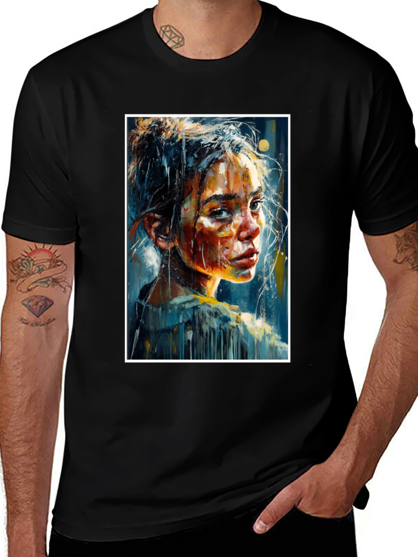 Variant 3 of Artistic Portrait Tee - Expressive Brushstroke Design