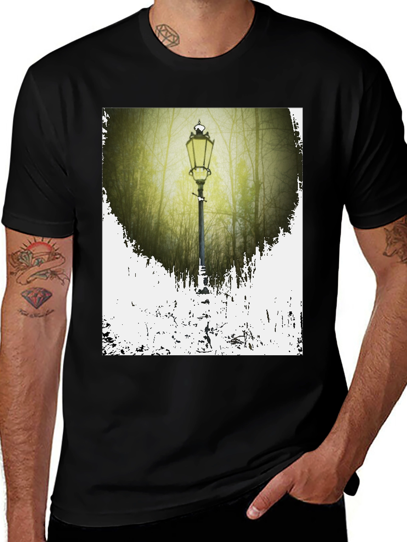 Variant 8 of Vintage Lantern T-Shirt - Forest Scene