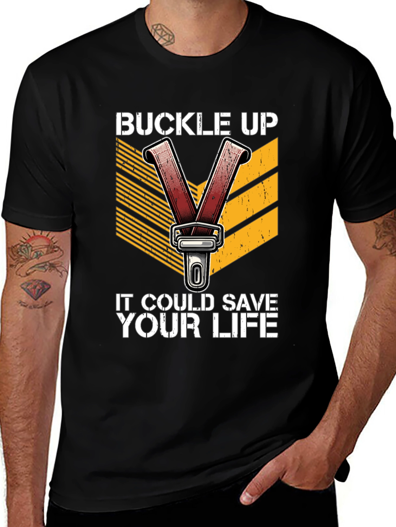 Variant 13 of Buckle Up Save Life Graphic Tee