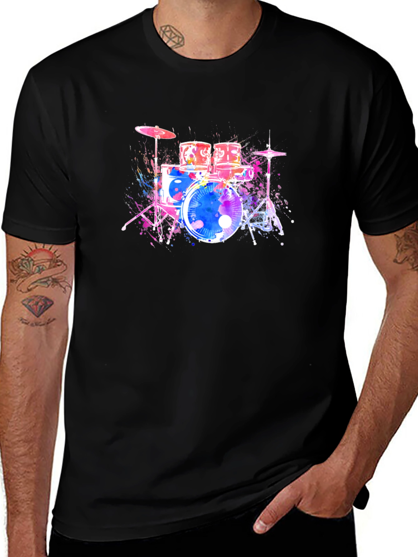 Variant 14 of Vibrant Drum Set Graphic T-Shirt - Music Lover Tee