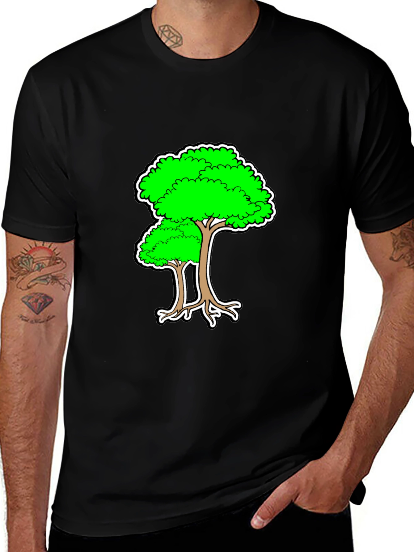 Variant 9 of Cartoon Tree Black T-Shirt