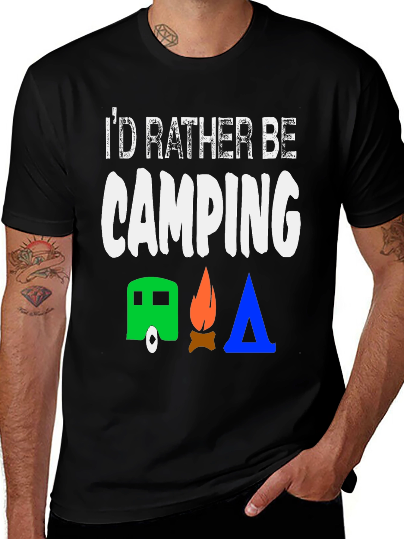 Variant 6 of Camping Graphic Tee - I'd Rather Be Camping Shirt