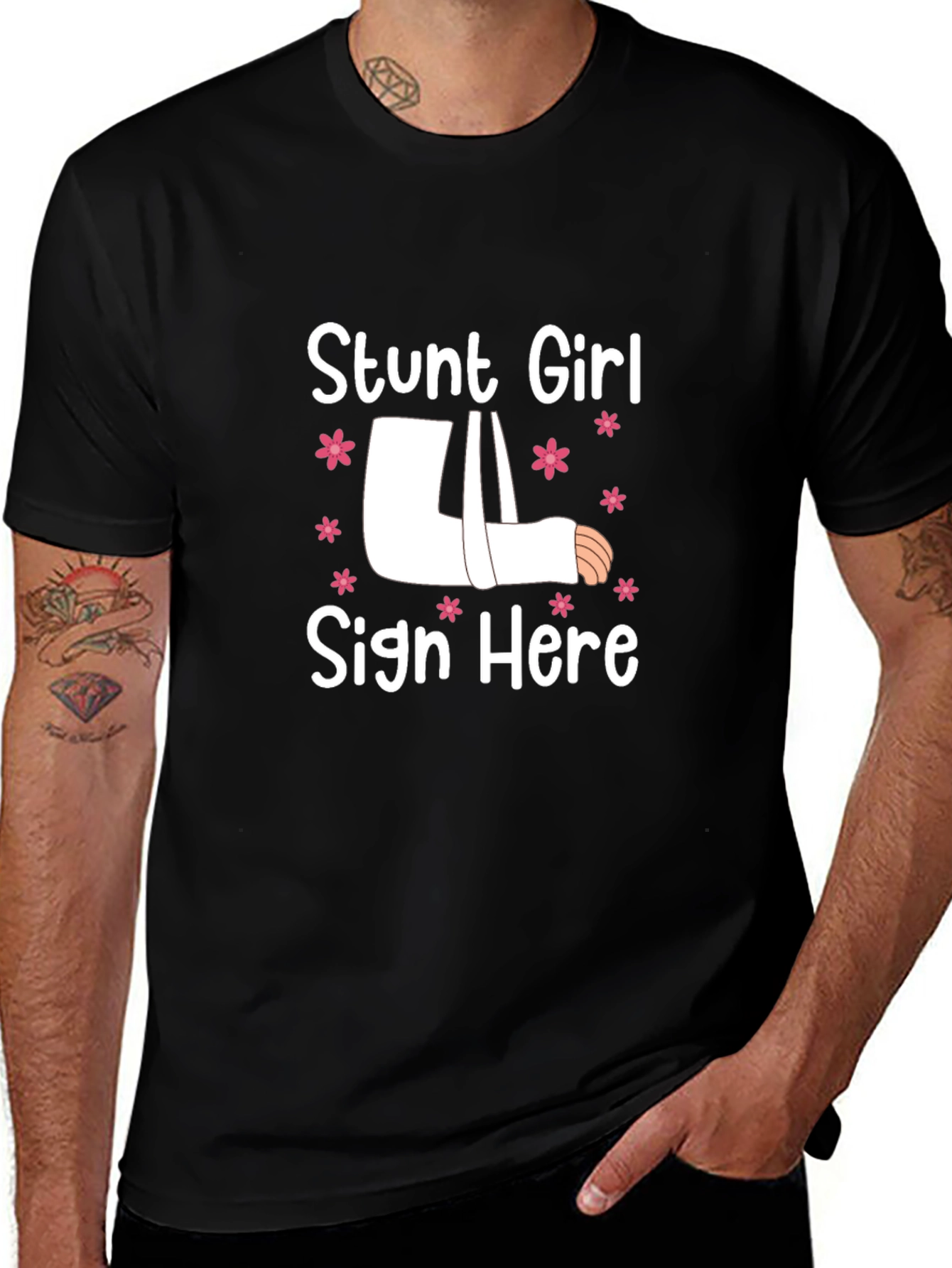 Variant 9 of Stunt Girl Sign Here T-Shirt Funny Broken Bone Cast Gift