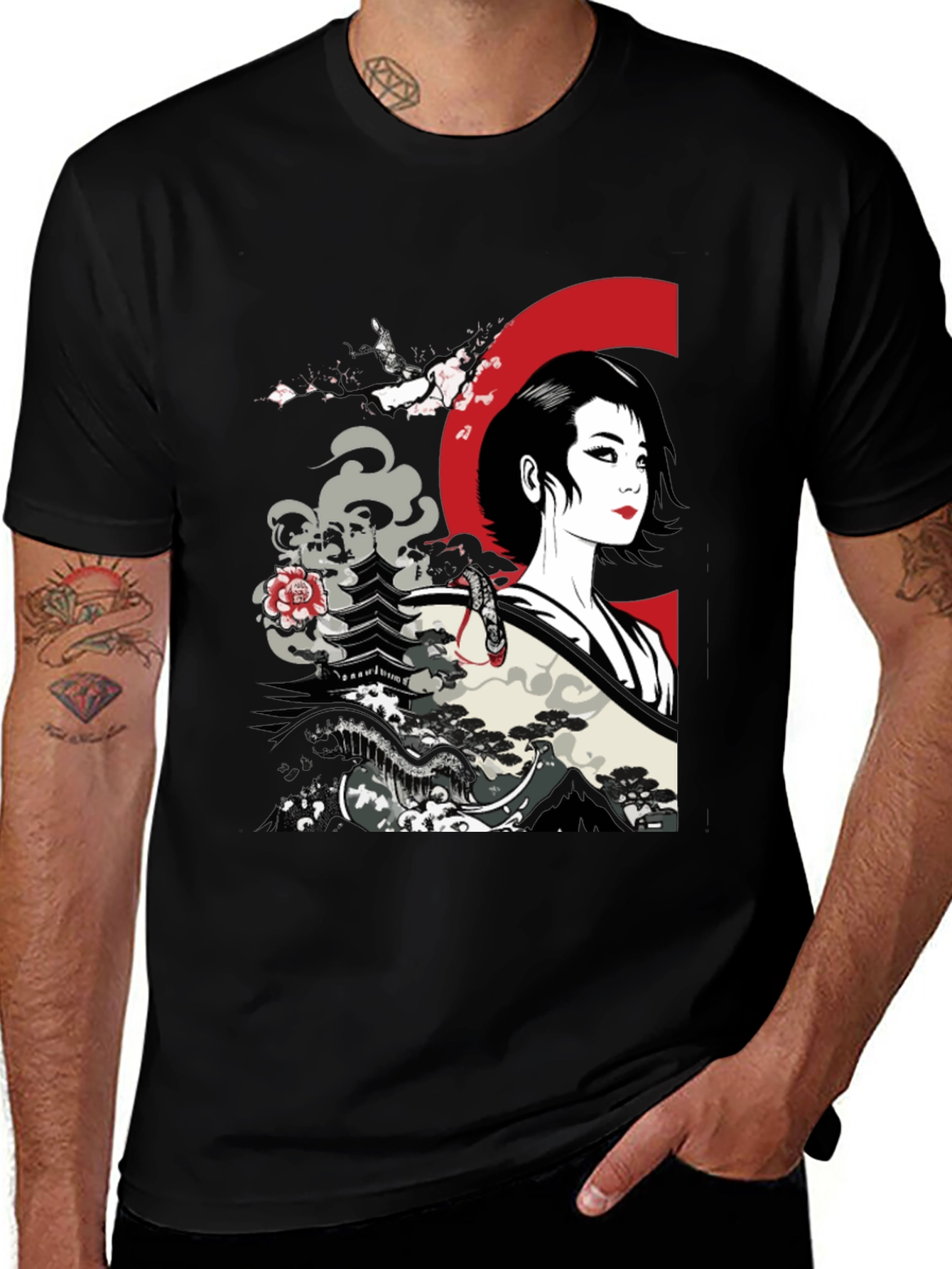 Variant 6 of Geisha Graphic Tee - Unique Asian Art Design