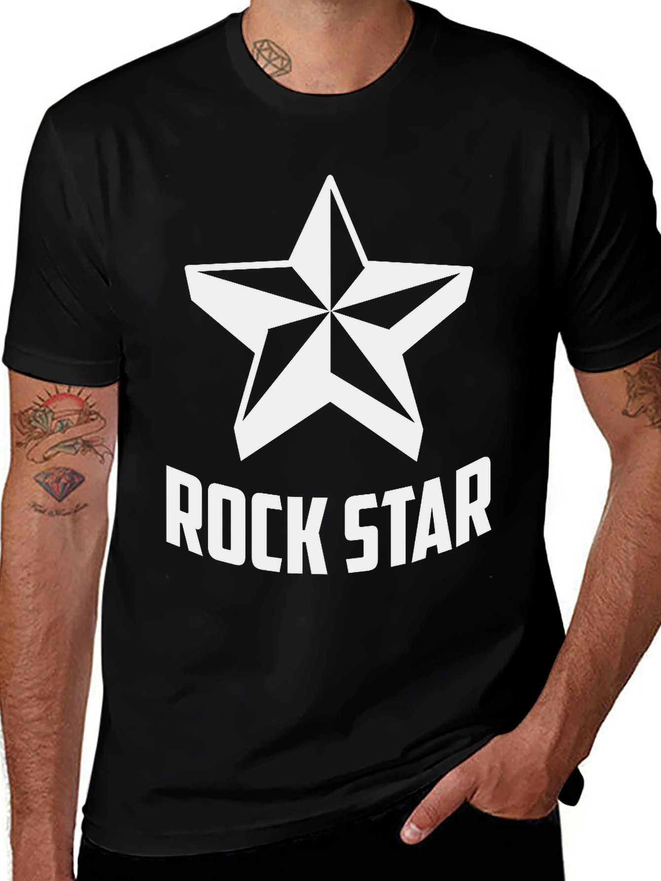 Variant 9 of Rock Star Graphic Tee - Cool Black T-Shirt
