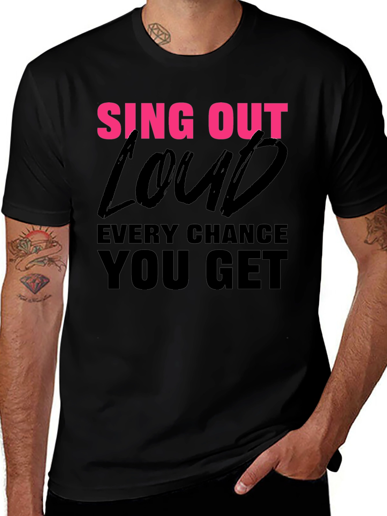 Variant 24 of Sing Out Loud T-Shirt - Black Graphic Tee