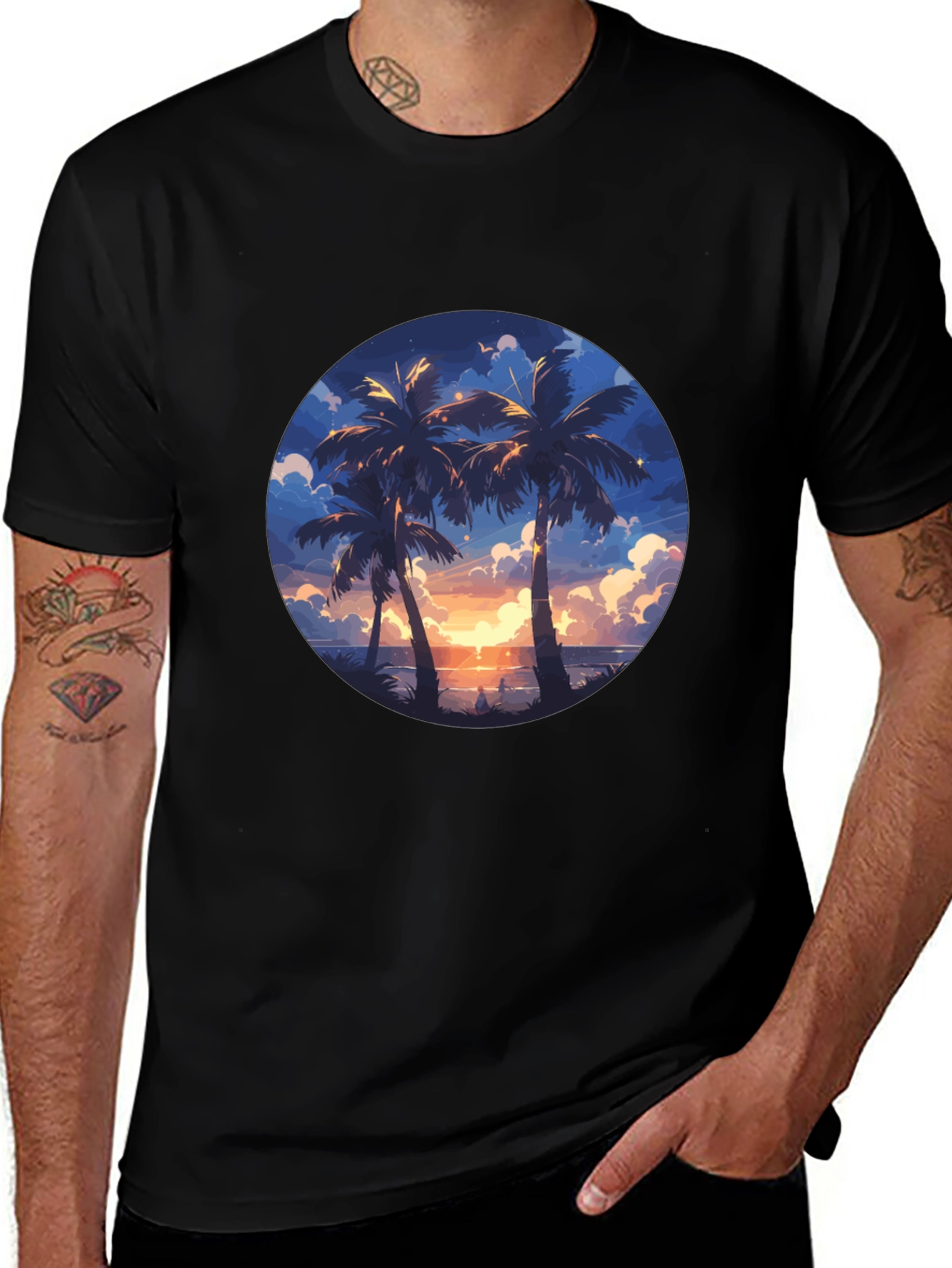Variant 18 of Tropical Sunset Palm Tree Graphic Tee