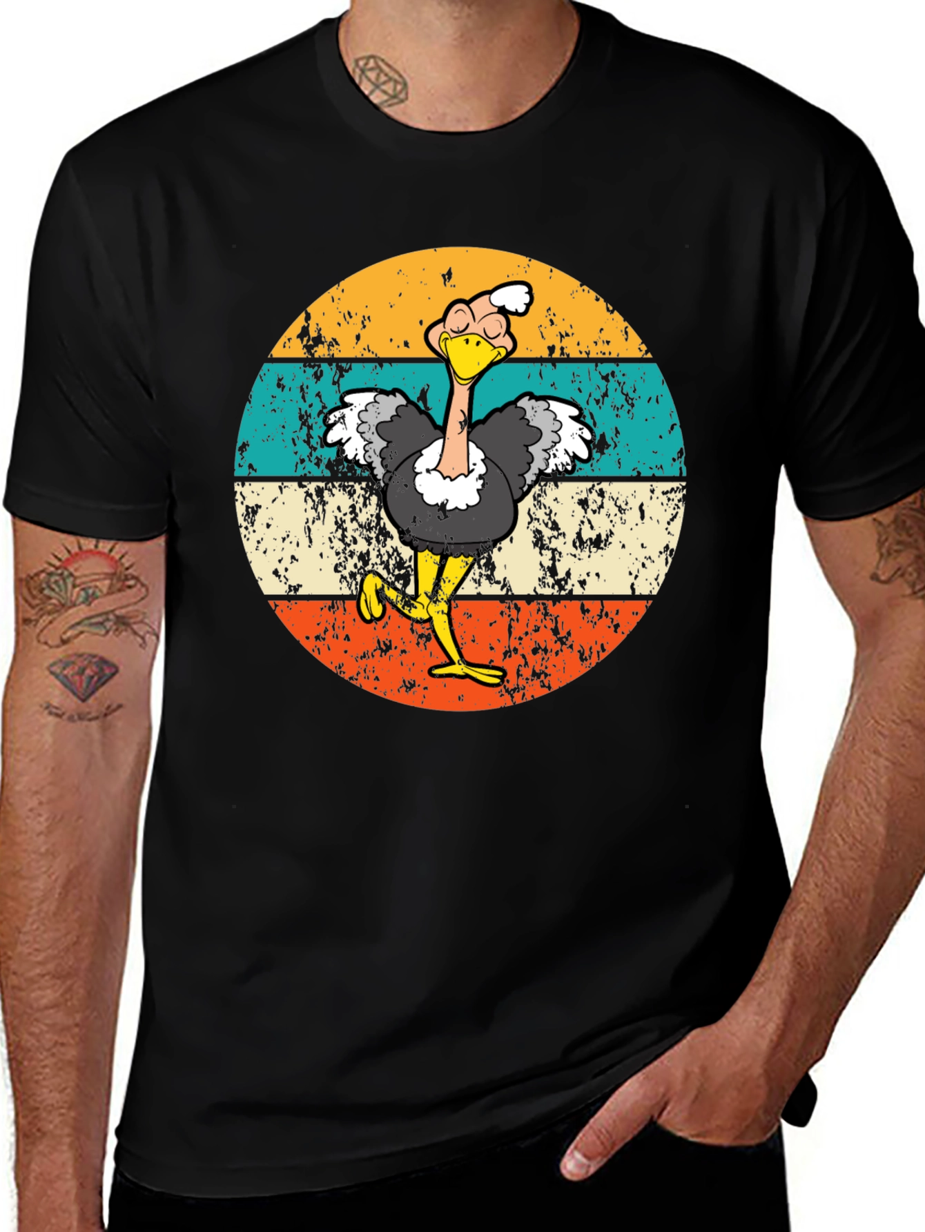 Variant 14 of Retro Ostrich T-Shirt - Funny Bird Design