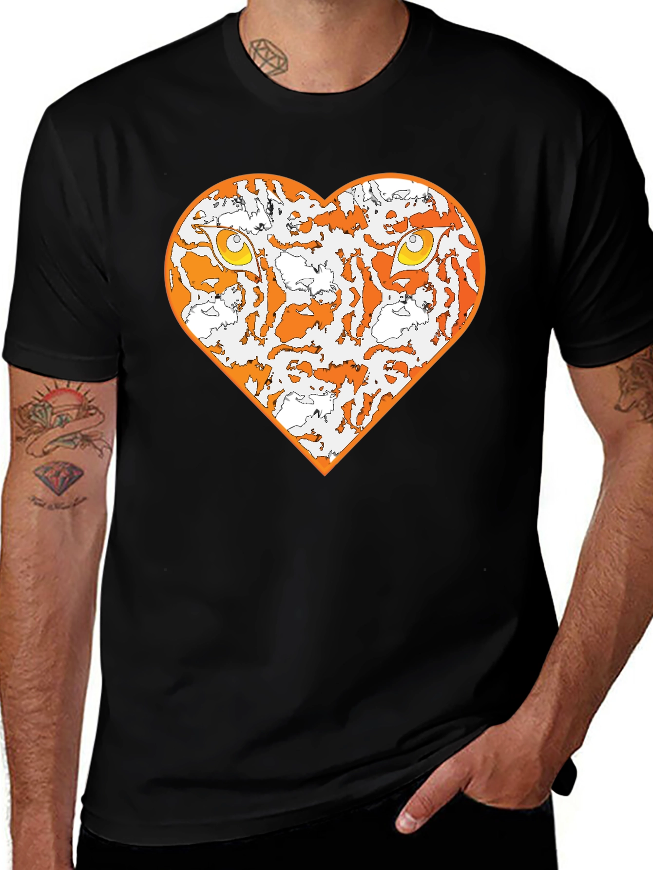 Variant 15 of Tiger Heart Graphic Tee - Black