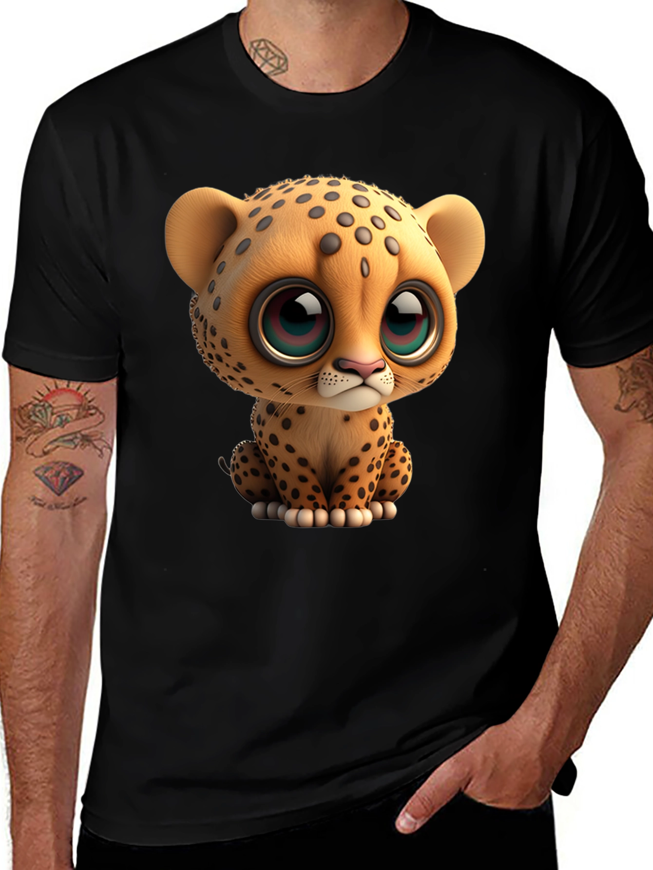 Variant 4 of Cute Cheetah Graphic Tee - Soft Cotton Blend