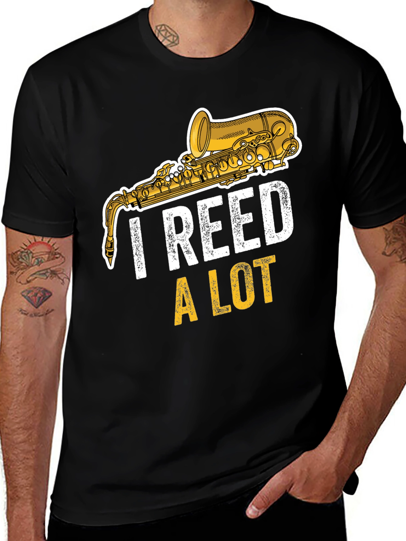 Variant 24 of I Reed A Lot Saxophone T-Shirt