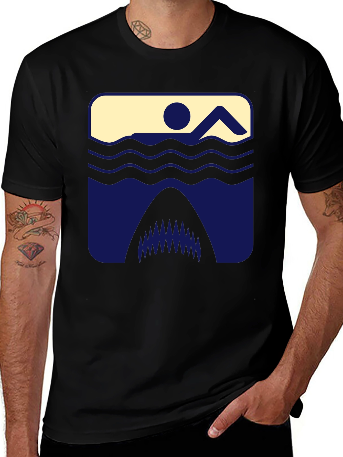 Swimmer vs Shark Graphic Tee