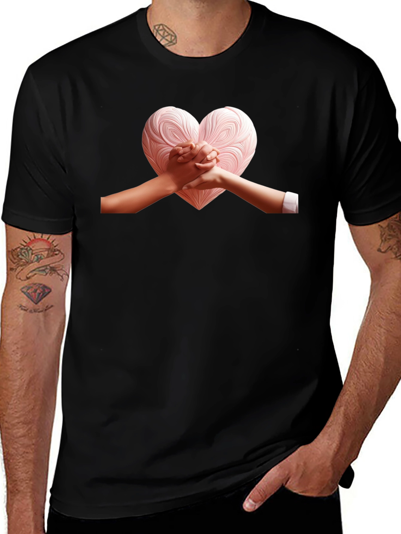 Variant 2 of Heart Hands Graphic Tee - Stylish Black T-Shirt