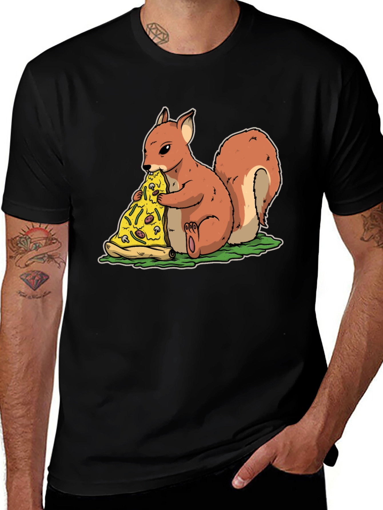 Variant 25 of Squirrel Pizza T-Shirt - Funny Graphic Tee