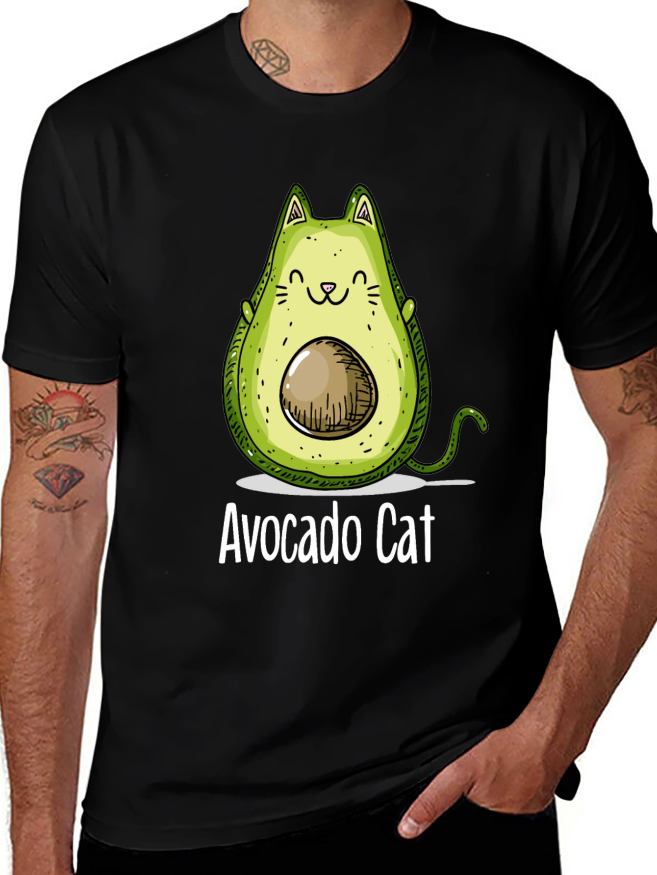 Avocado Cat Graphic Tee - Unique & Funny T-Shirt