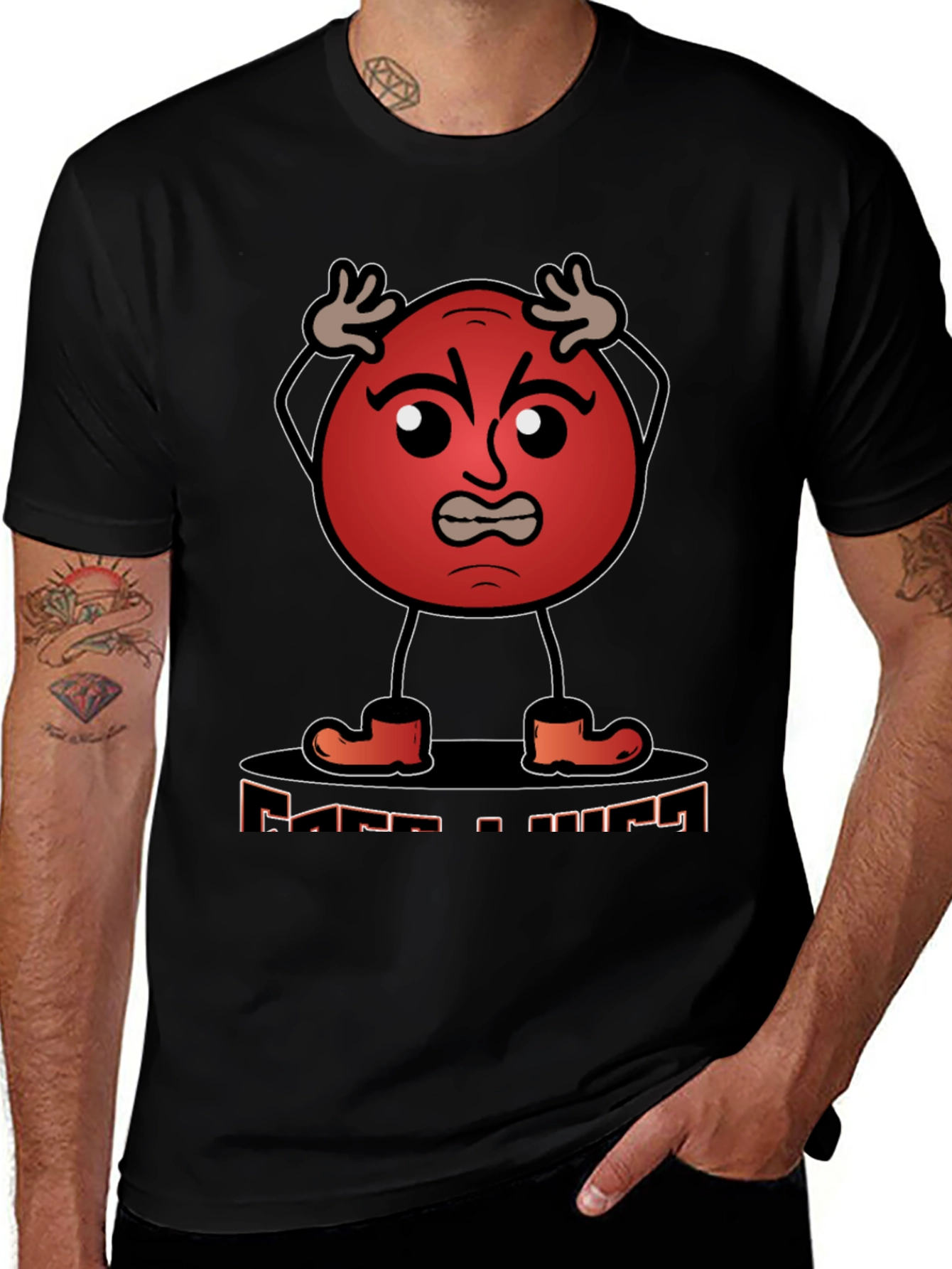 Angry Red Ball Cartoon Graphic T-Shirt