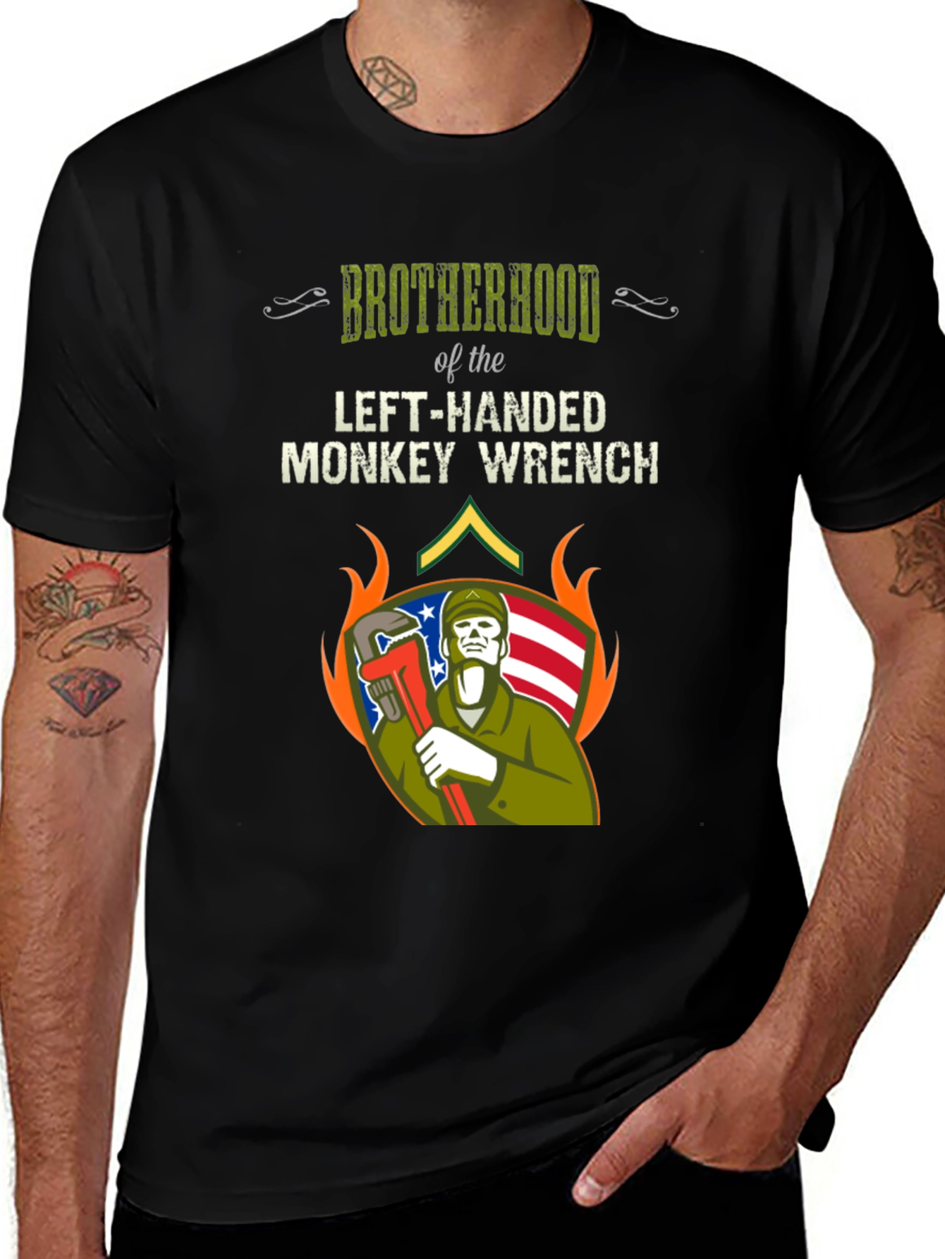 Variant 10 of Brotherhood Left-Handed Monkey Wrench T-Shirt