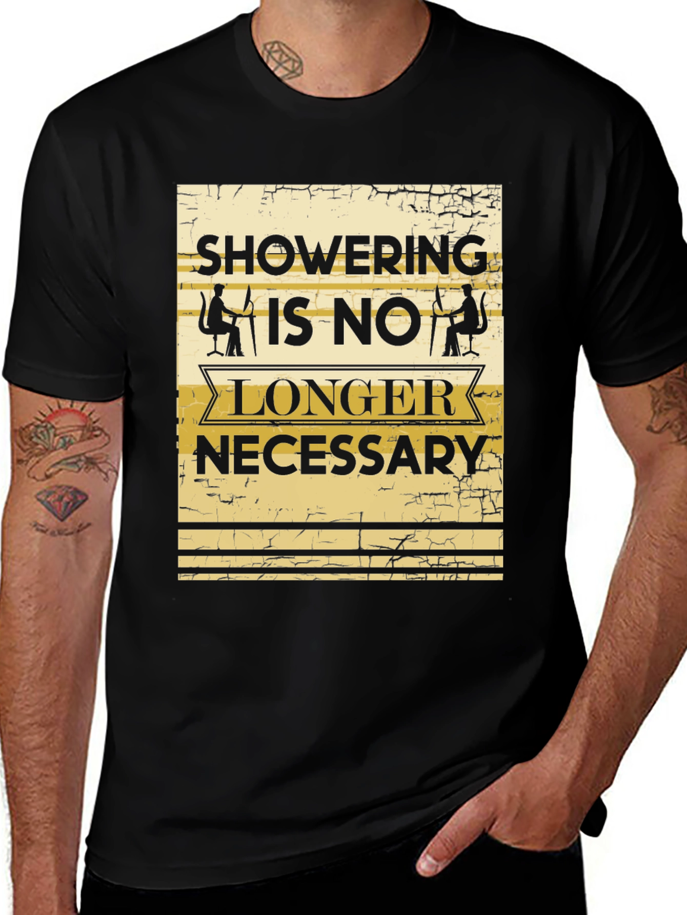 Variant 8 of Funny "Showering is No Longer Necessary" Graphic T-Shirt