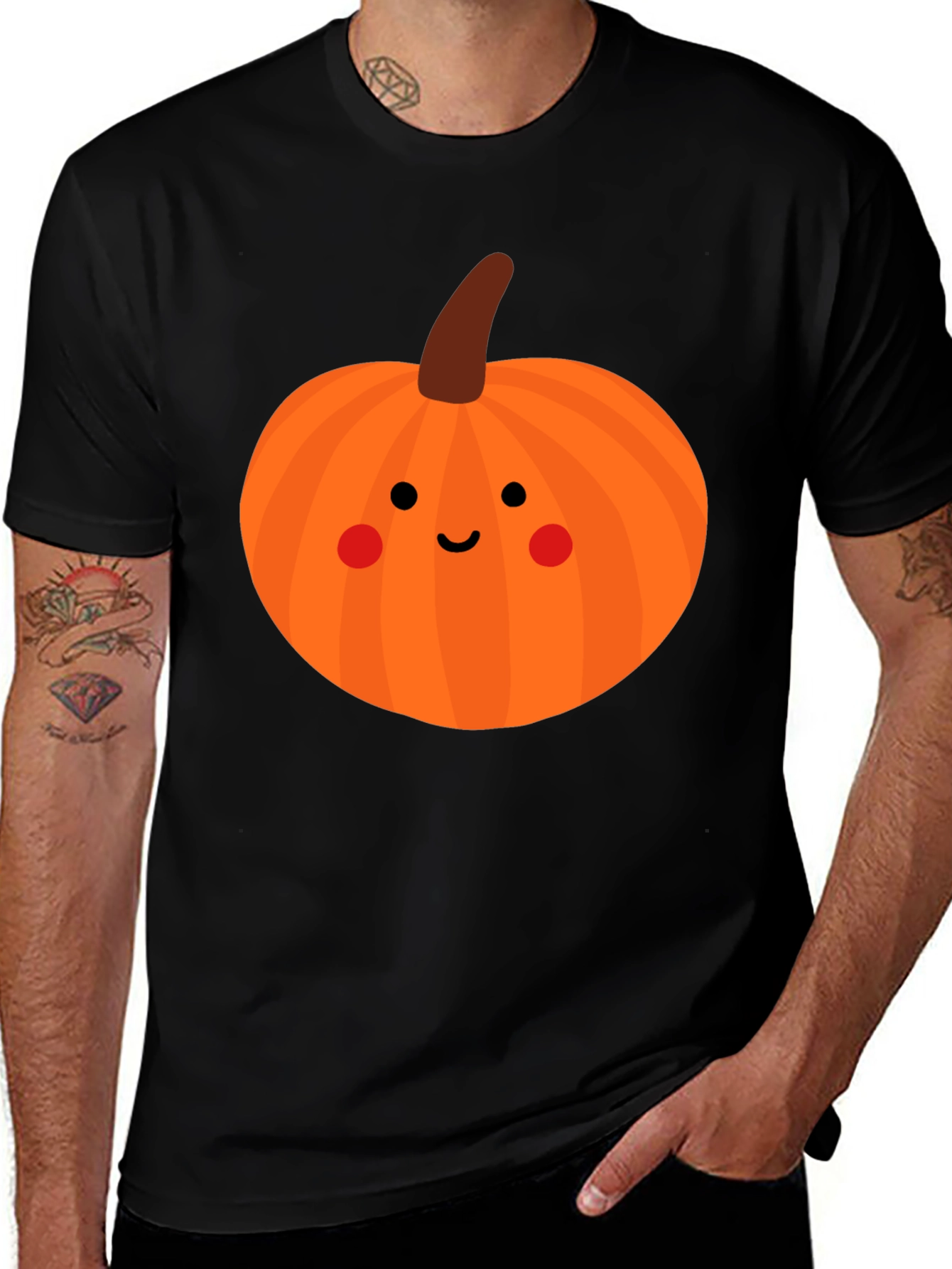 Variant 24 of Cute Pumpkin Face Black T-Shirt - Halloween Apparel