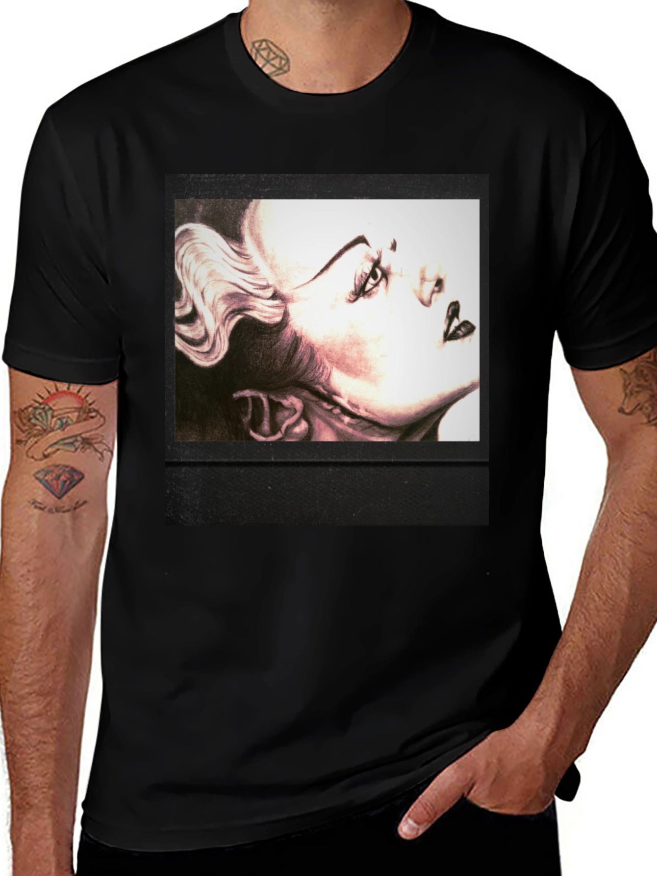 Variant 24 of Portrait Graphic Black T-Shirt