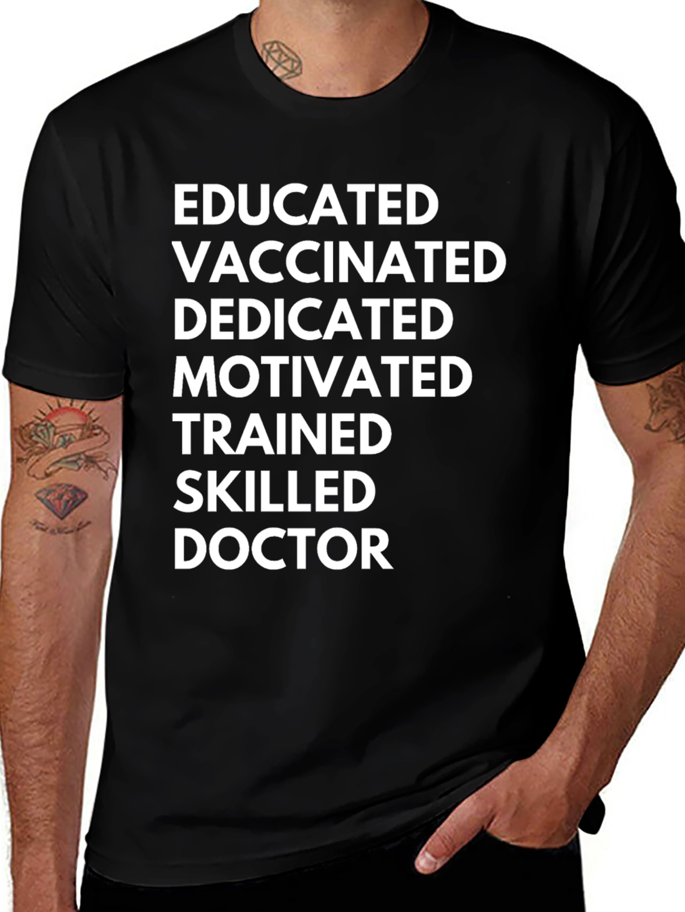 Variant 24 of Educated Vaccinated Doctor T-Shirt