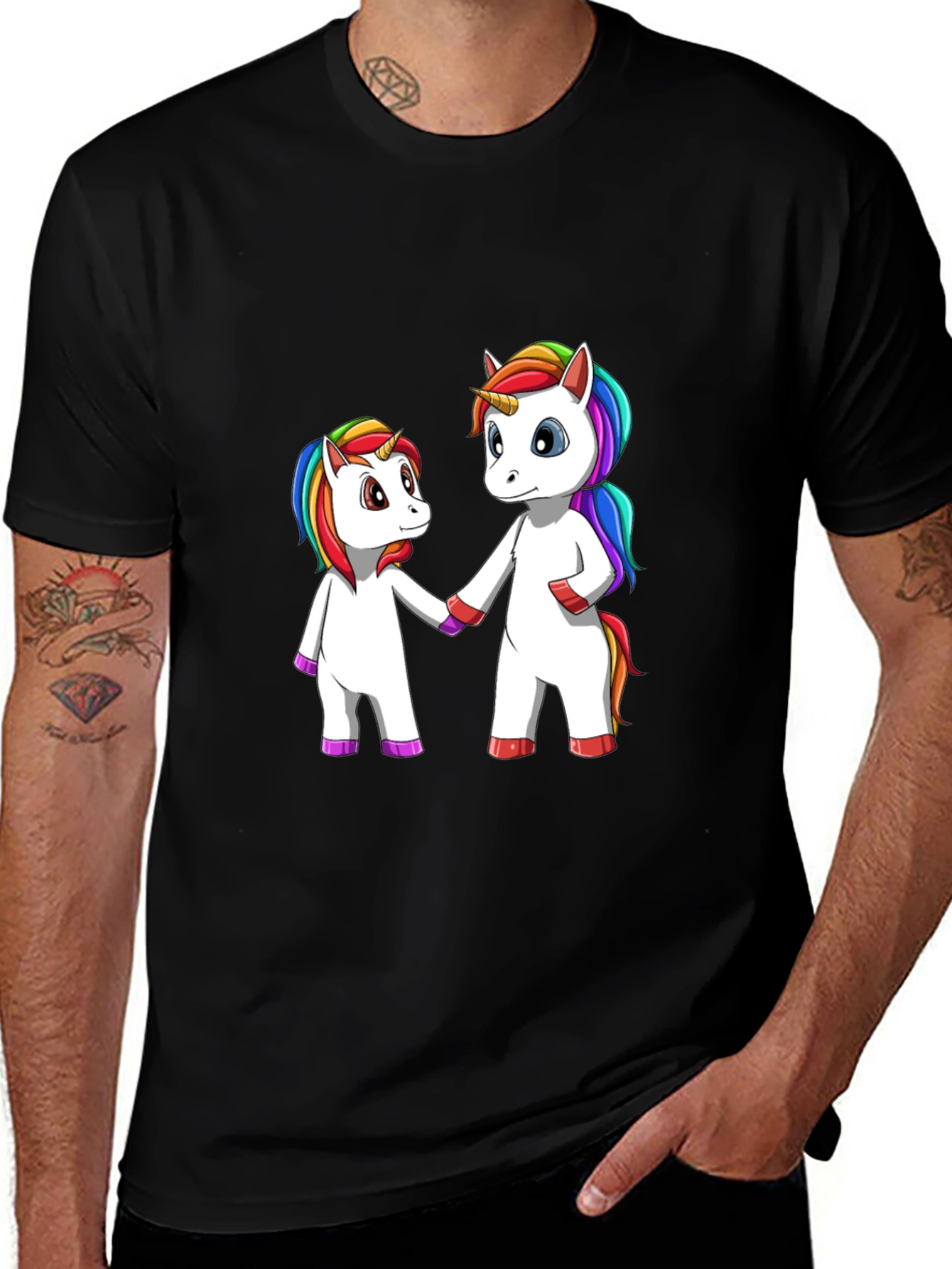 Variant 15 of Unicorns Holding Hands Graphic Tee