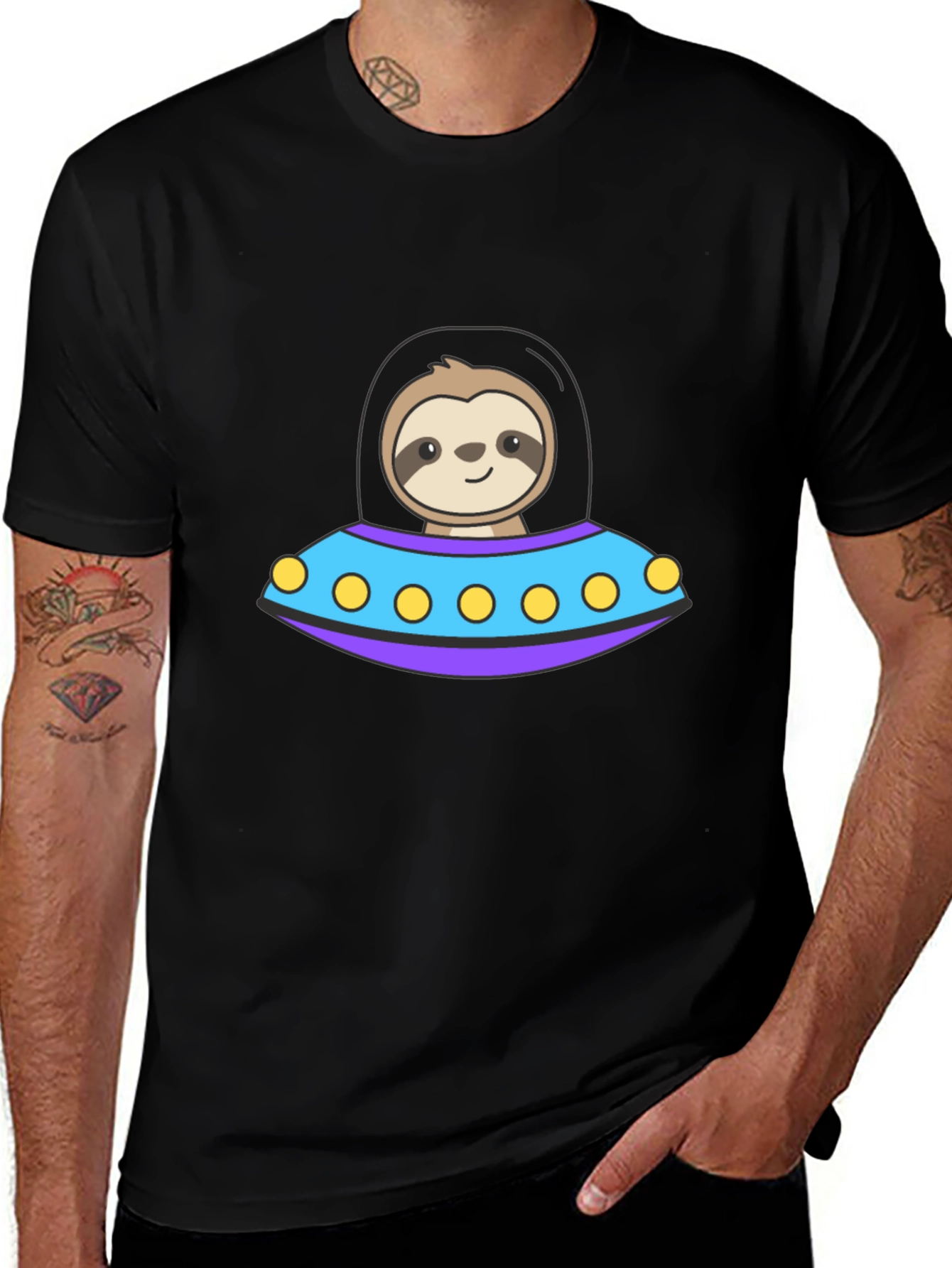 Variant 14 of Sloth in UFO Graphic Tee - Black