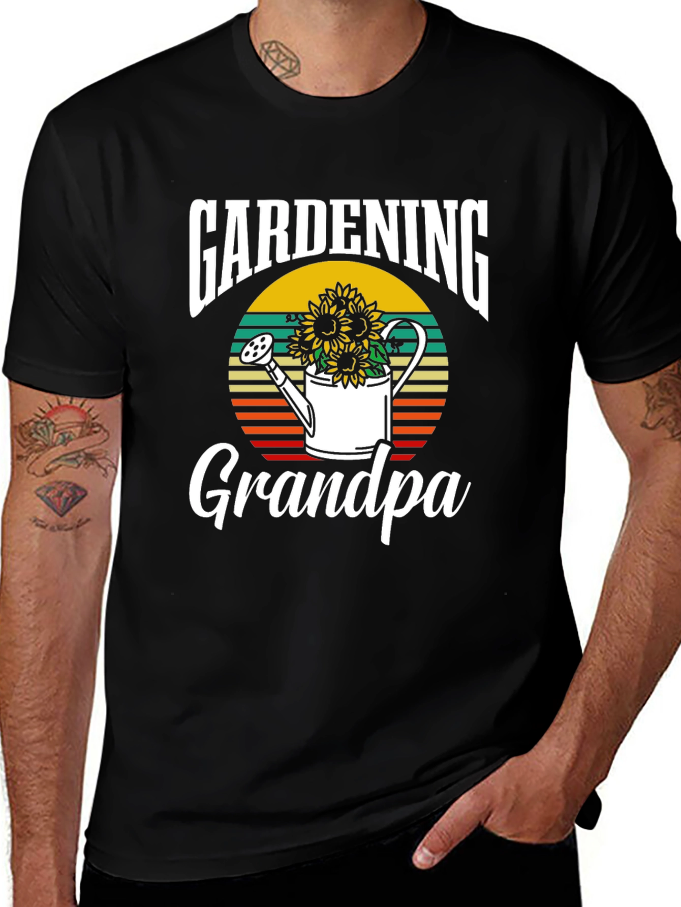 Variant 28 of Gardening Grandpa T-Shirt - Floral Watering Can Design