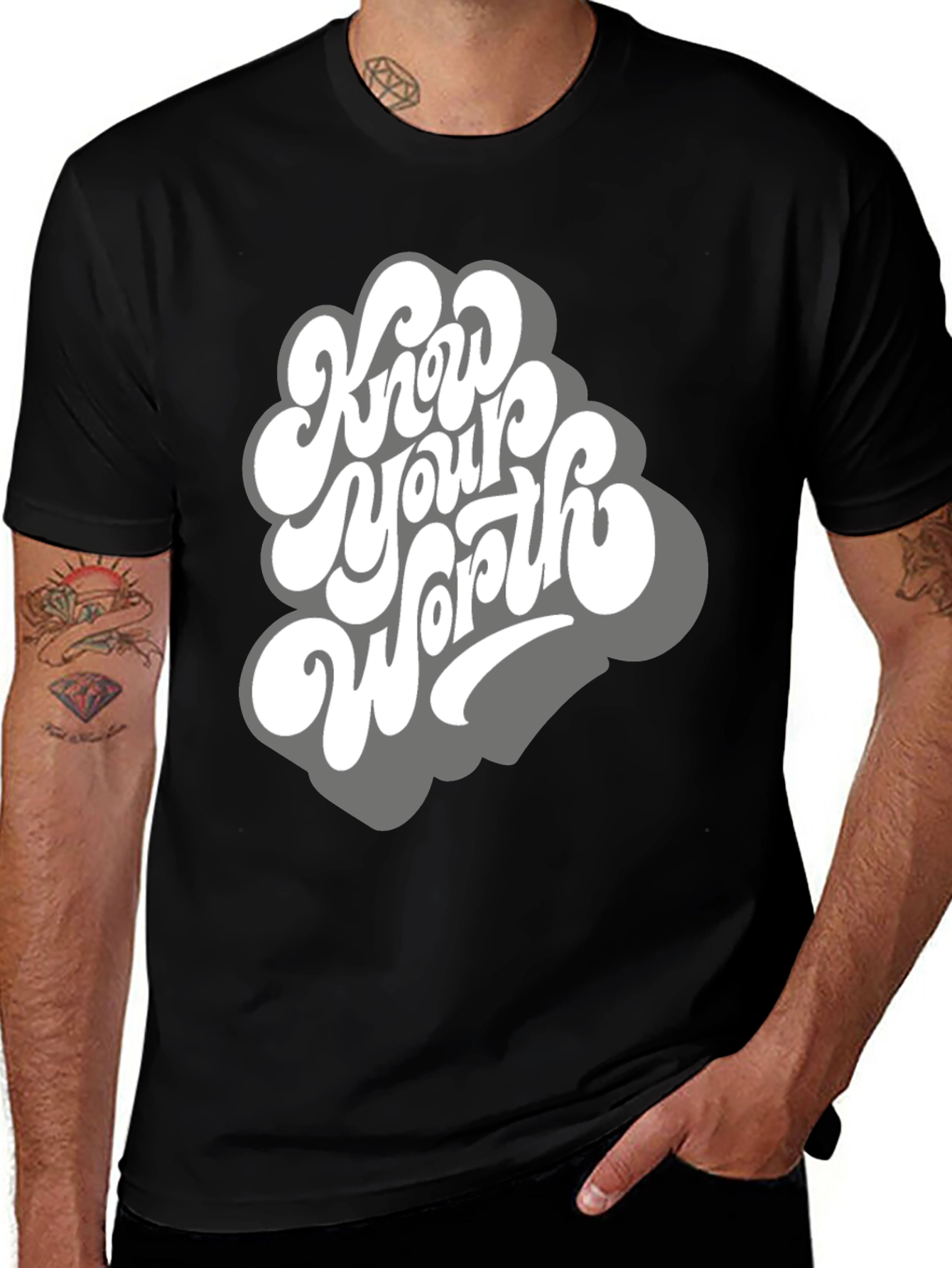 Variant 13 of Know Your Worth Graphic Tee - Black