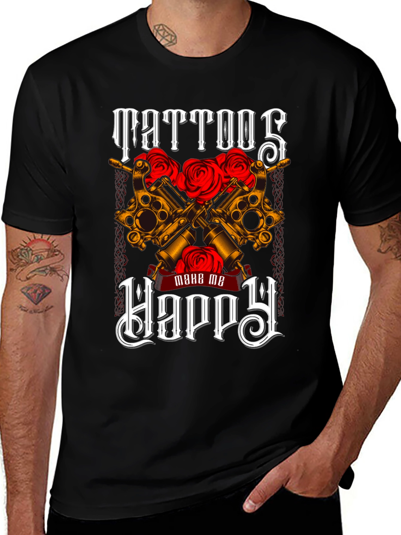 Black Tattoos Make Me Happy Graphic Tee main image