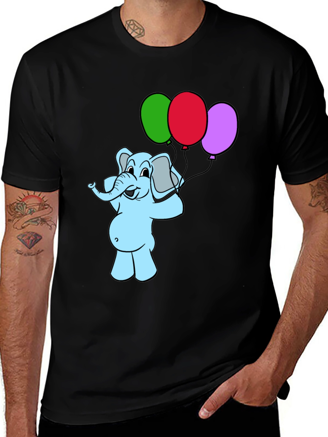 Variant 28 of Elephant Balloons Graphic Tee - Black