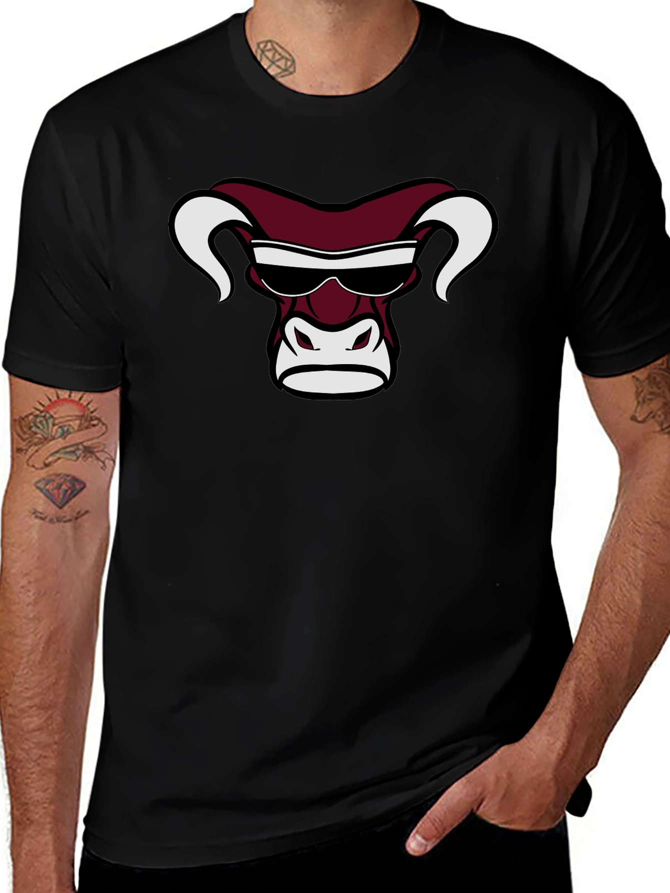 Variant 19 of Cool Bull Graphic Tee - Black