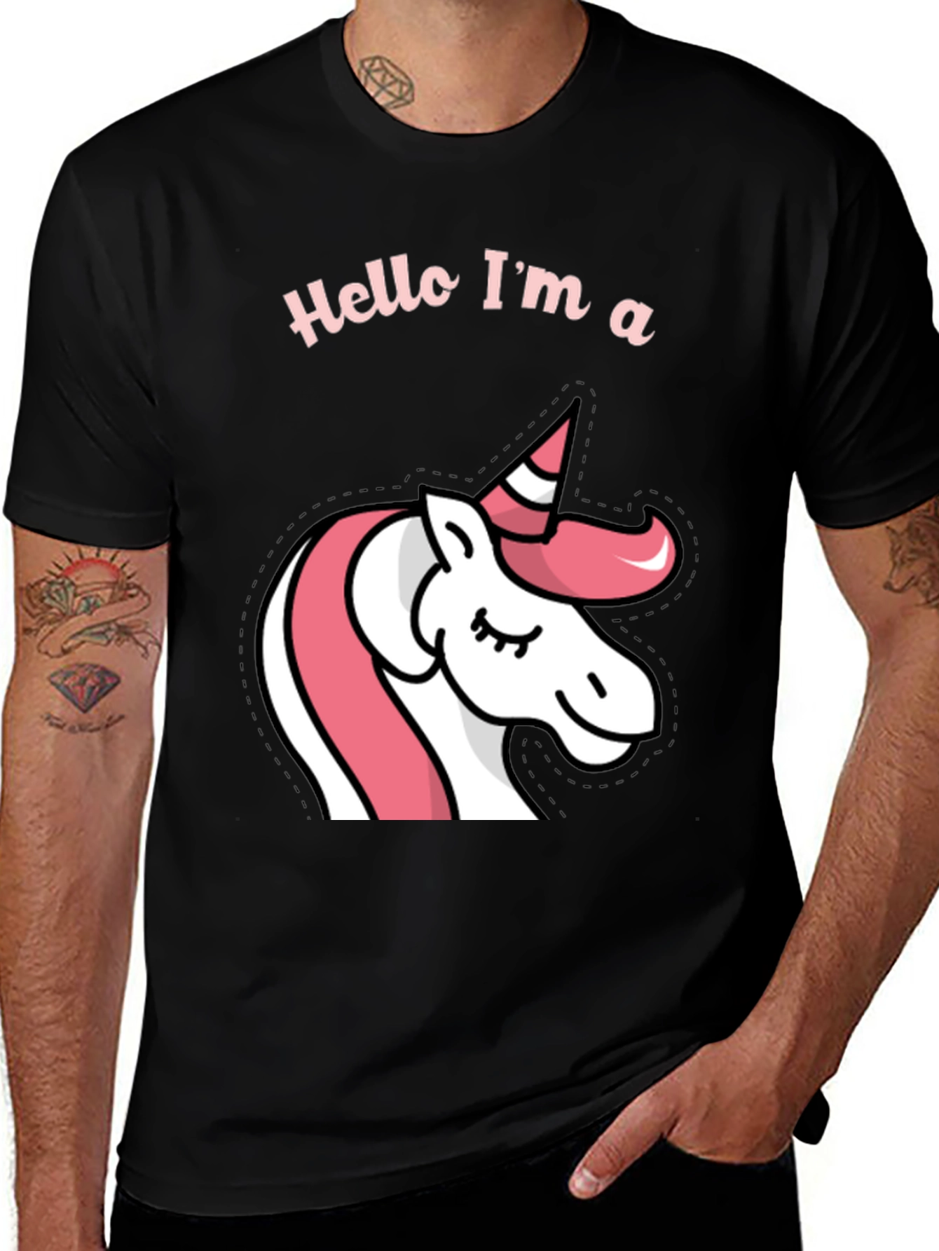Variant 2 of Hello I'm a Unicorn Black T-Shirt