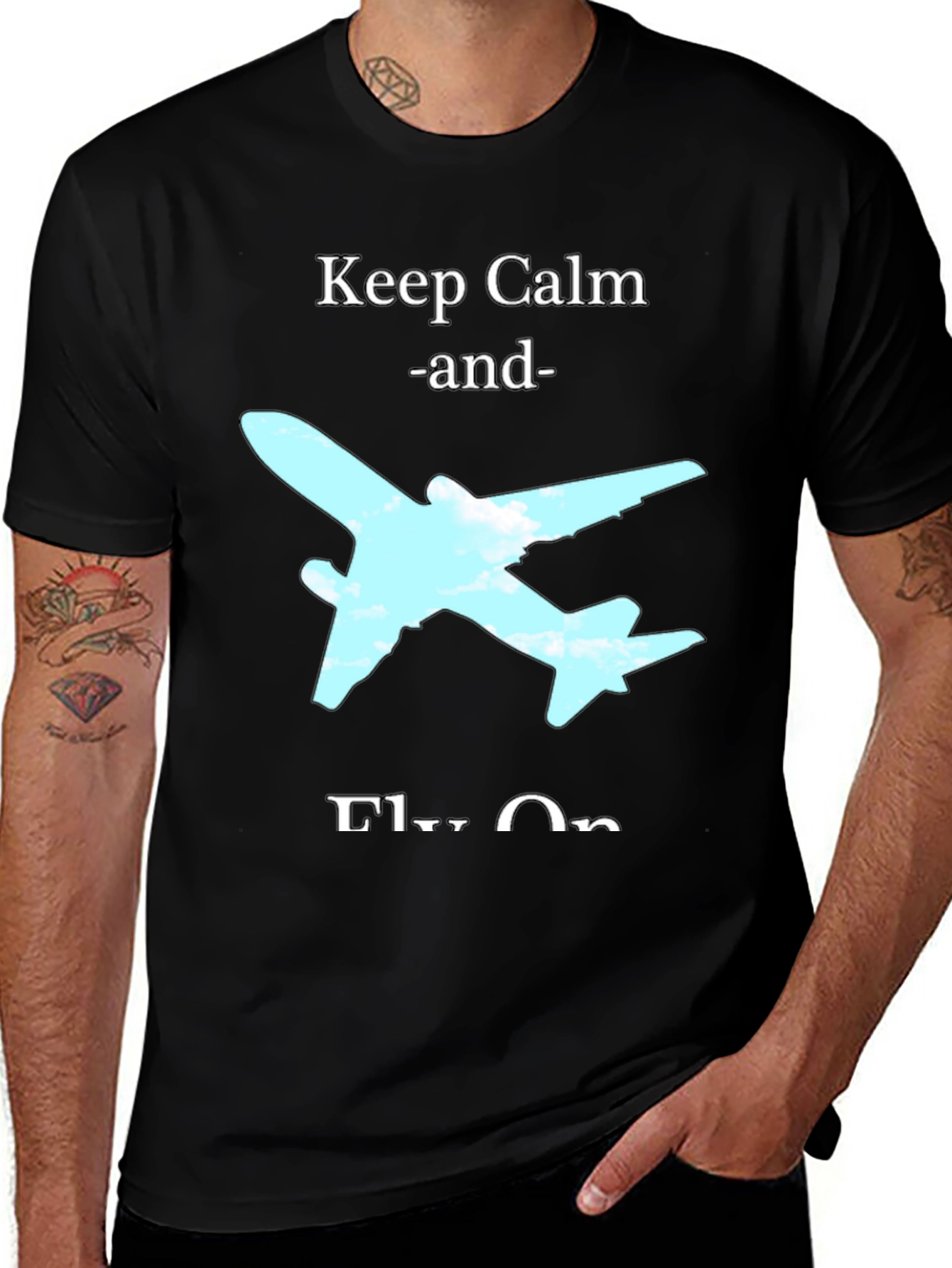 Variant 26 of Keep Calm and Fly On T-Shirt - Black