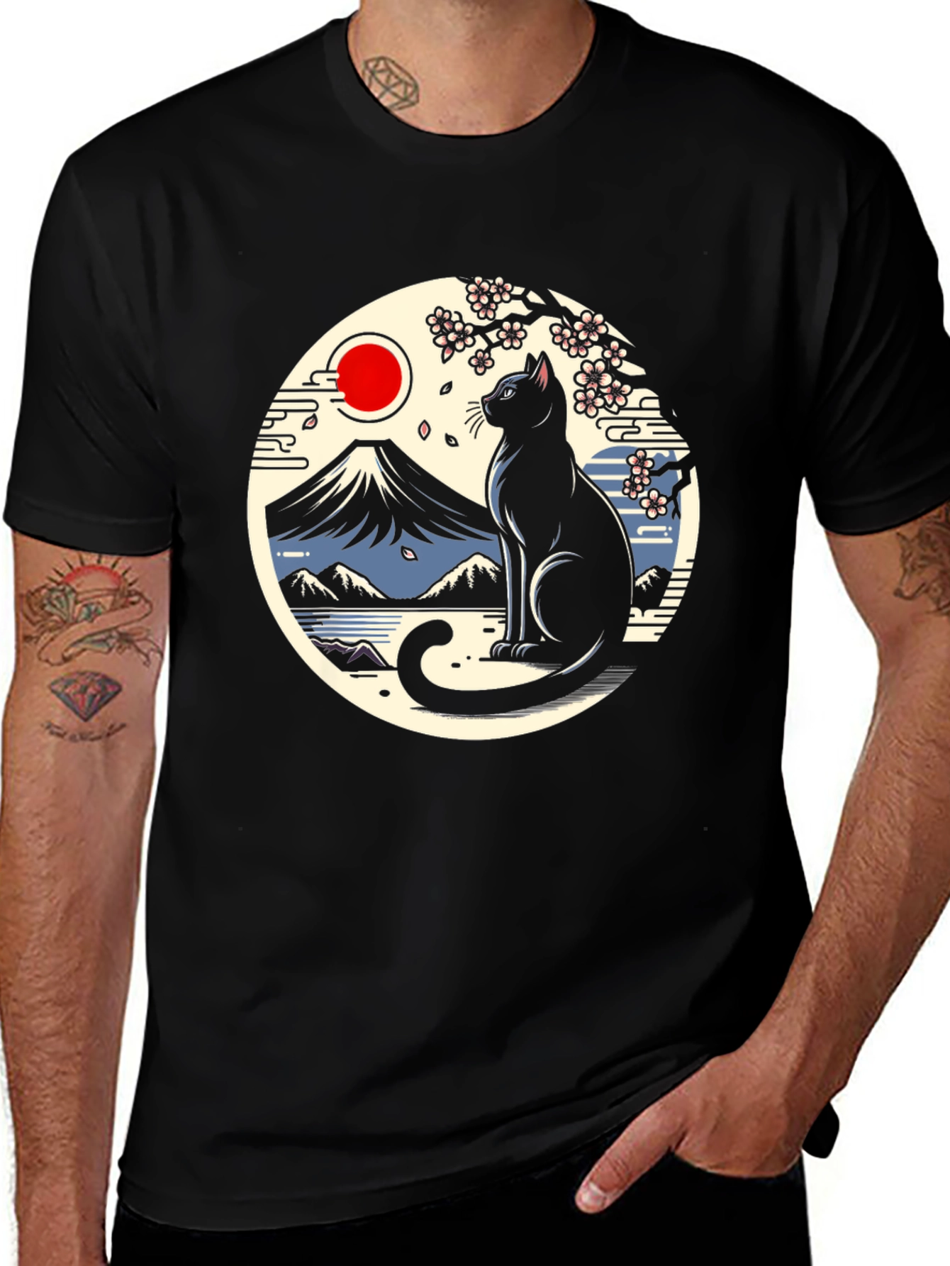 Variant 30 of Black Cat Japanese Art T-Shirt