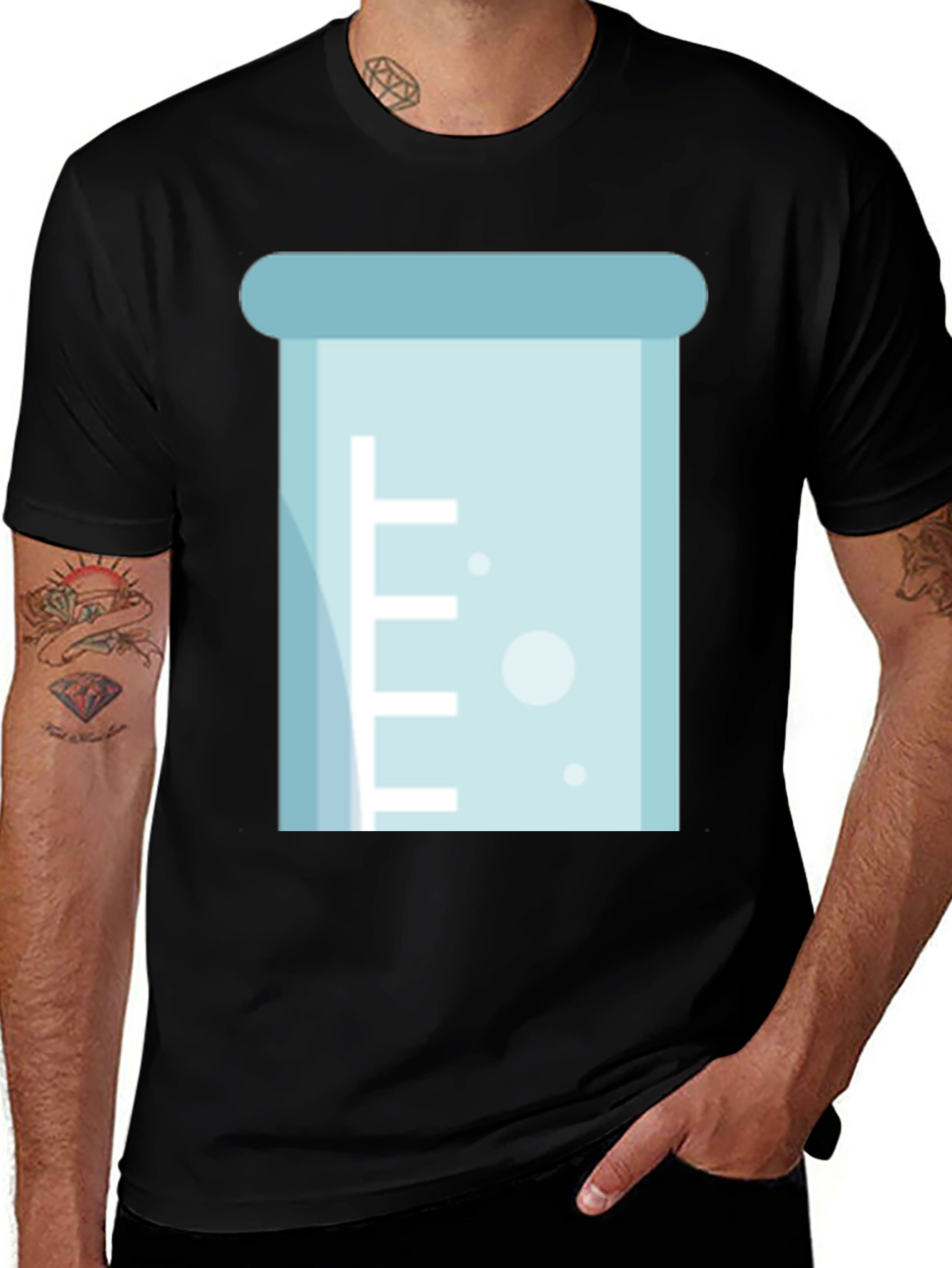 Variant 9 of Science Beaker Graphic T-Shirt - Black, Casual Style