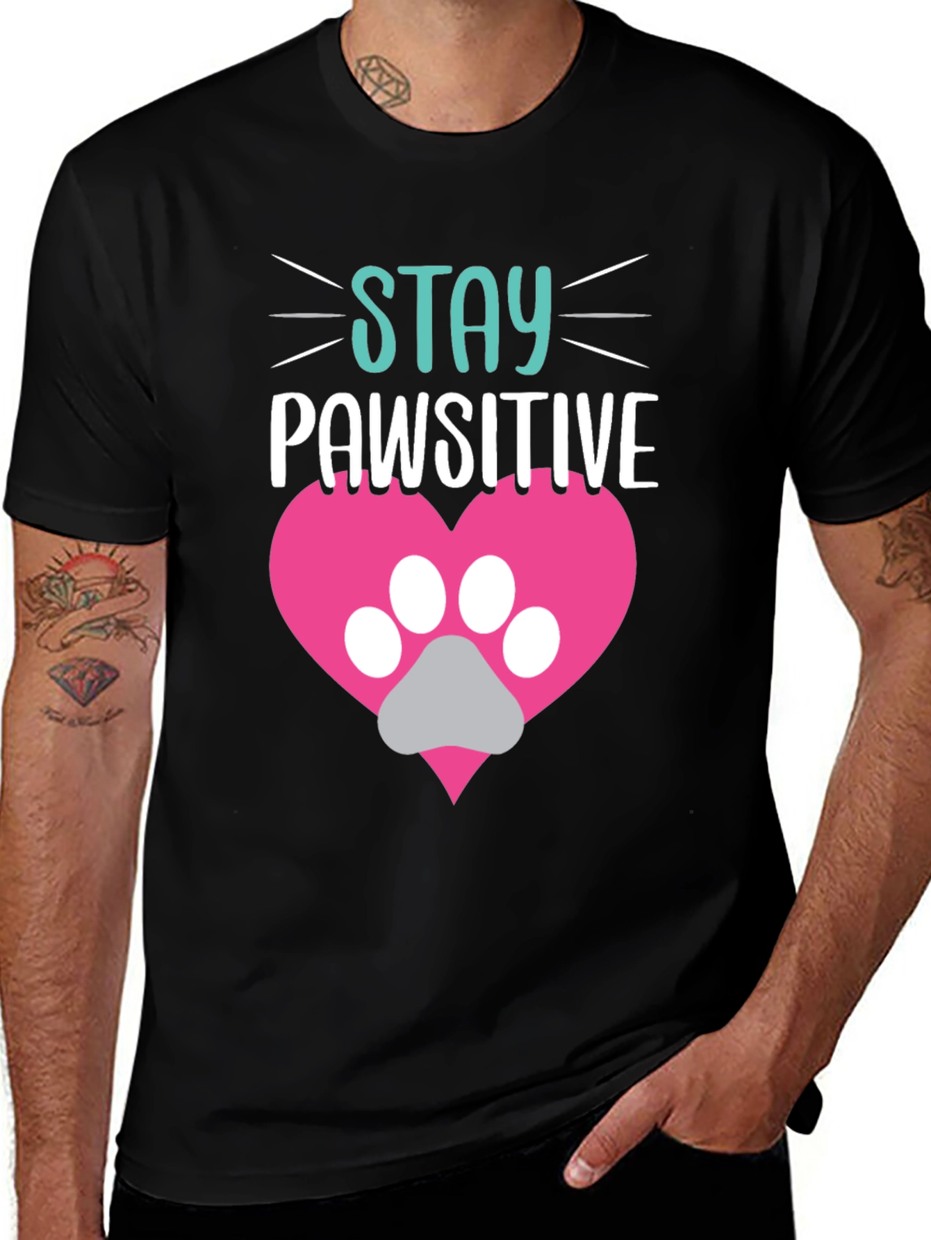 Variant 26 of Stay Pawsitive Tee - Cute Pet Lover Shirt