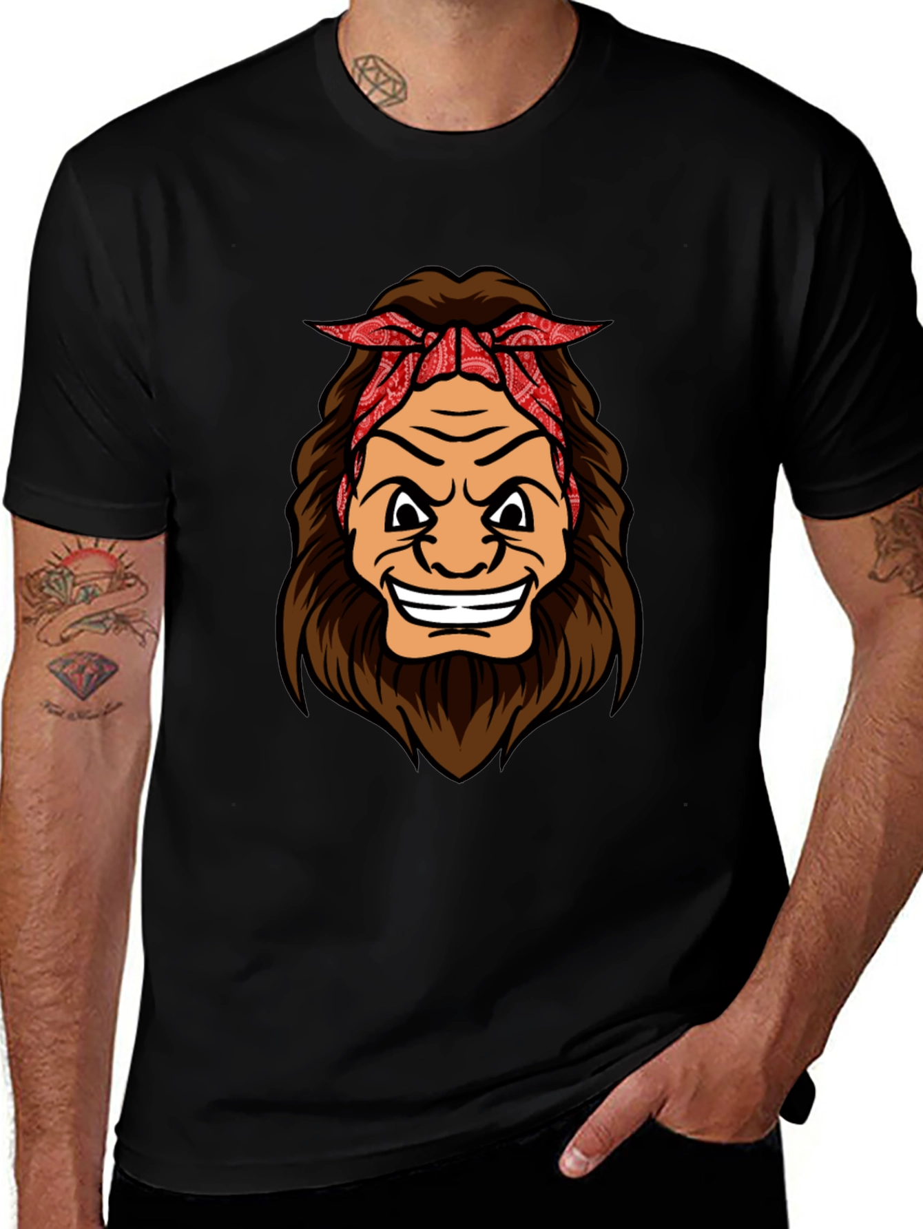 Variant 30 of Cartoon Sasquatch Graphic Tee - Black