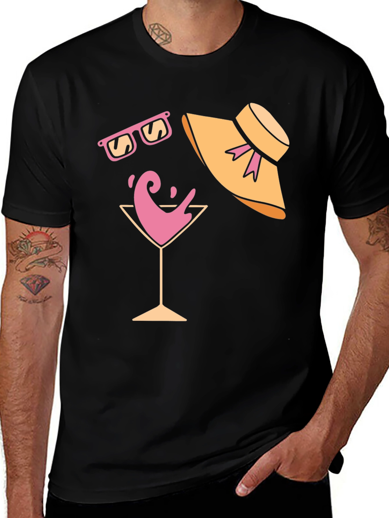 Summer Fun Graphic Tee - Martini, Sunglasses & Hat