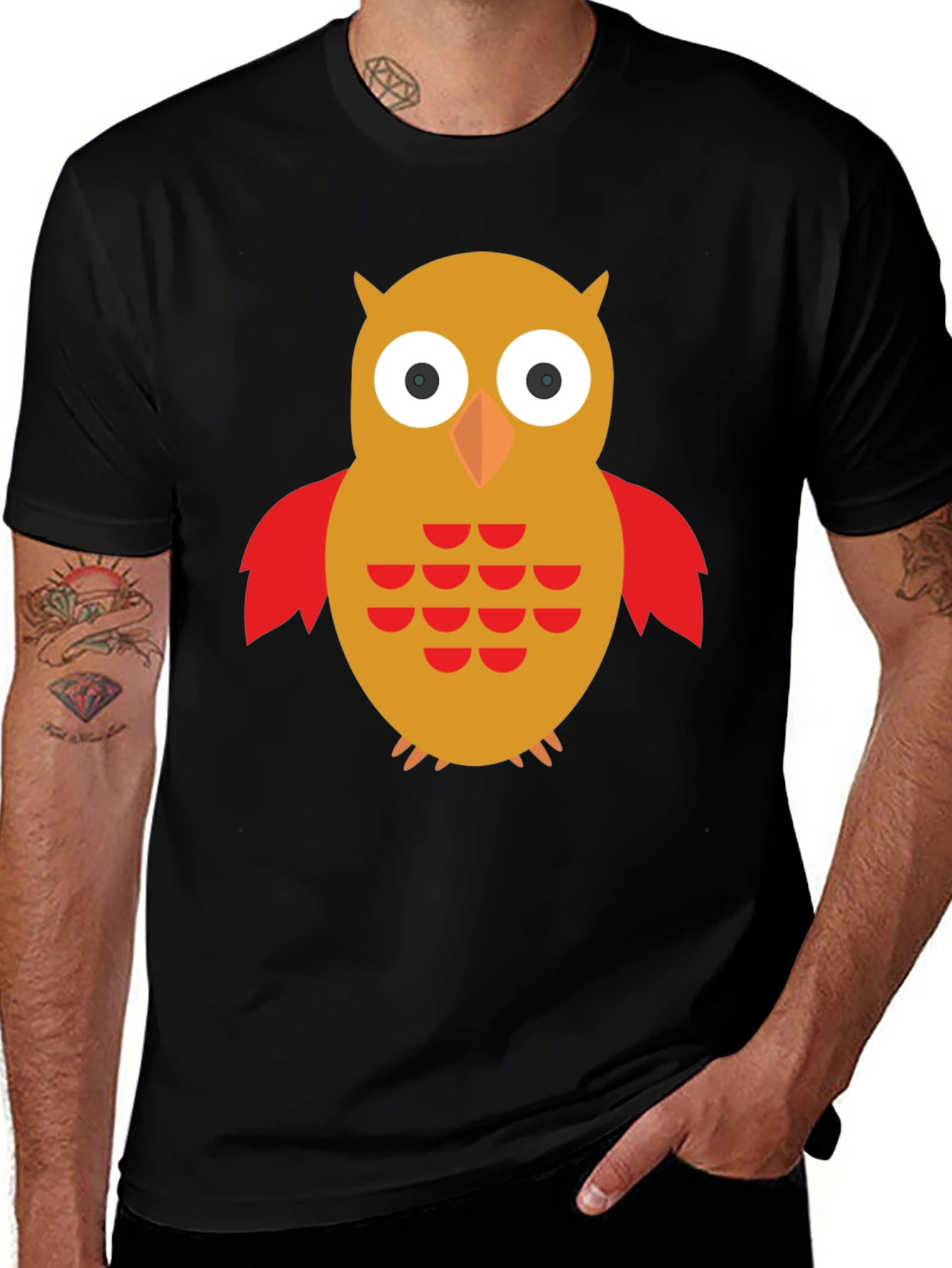 Variant 16 of Owl Graphic T-Shirt - Men's Black Tee