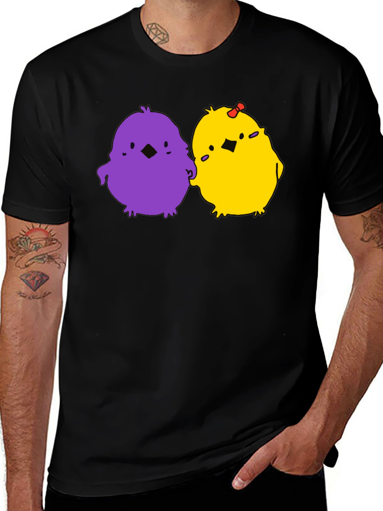 Variant 12 of Cute Chicks Graphic Tee - Soft Black Cotton