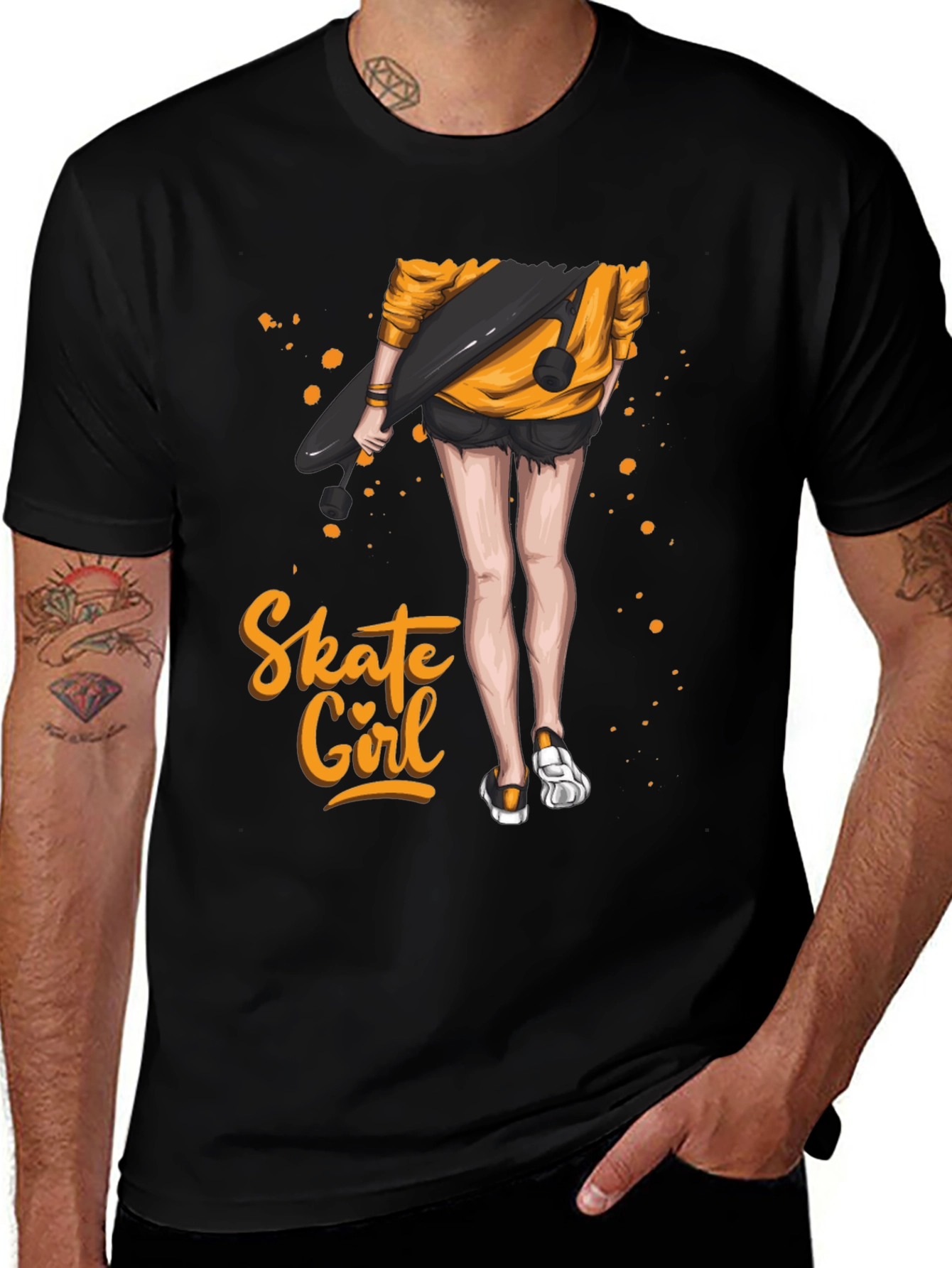 Skate Girl Graphic Black T-Shirt