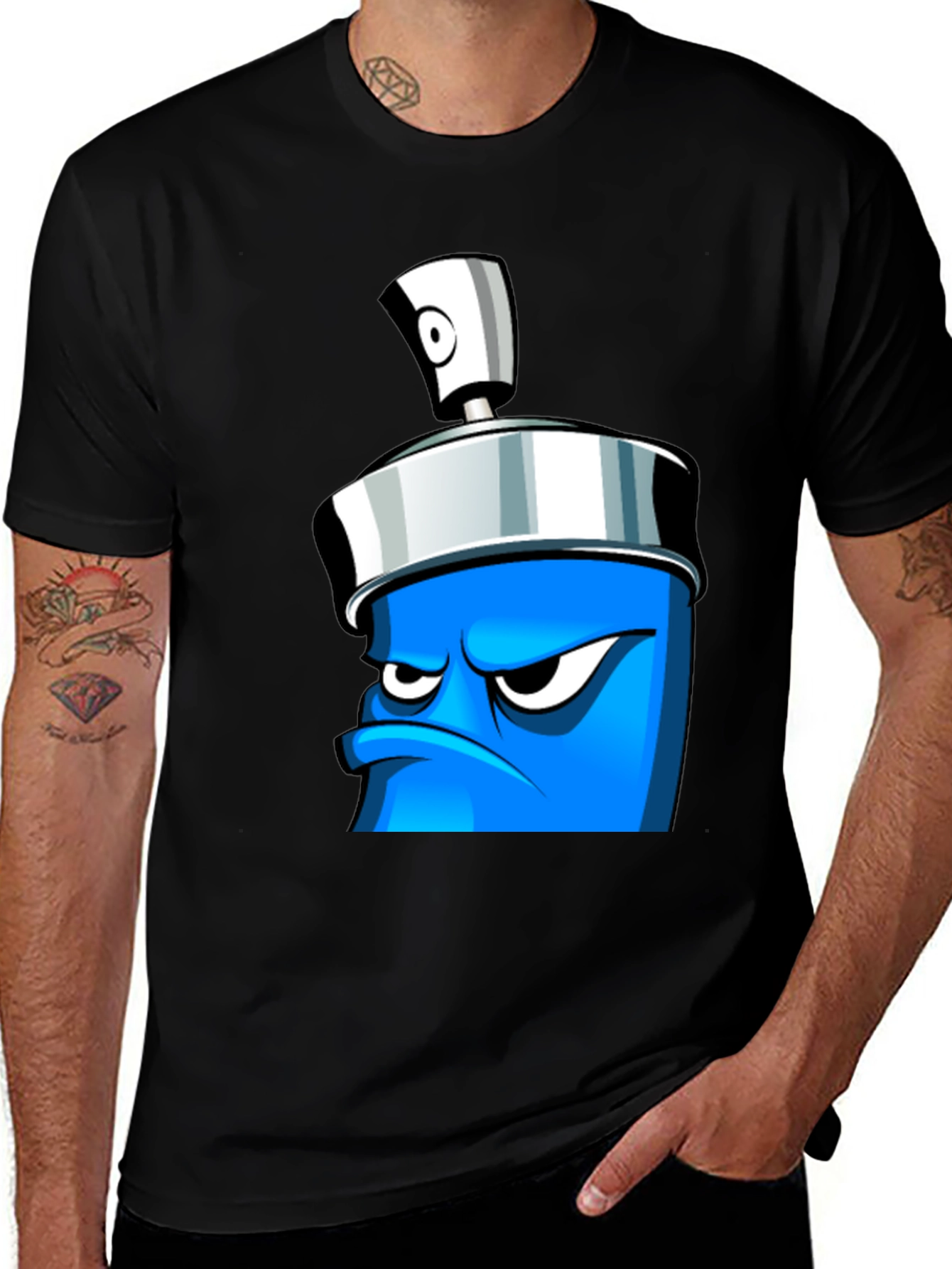Variant 7 of Men's Graphic T-Shirt - Cartoon Spray Can Design