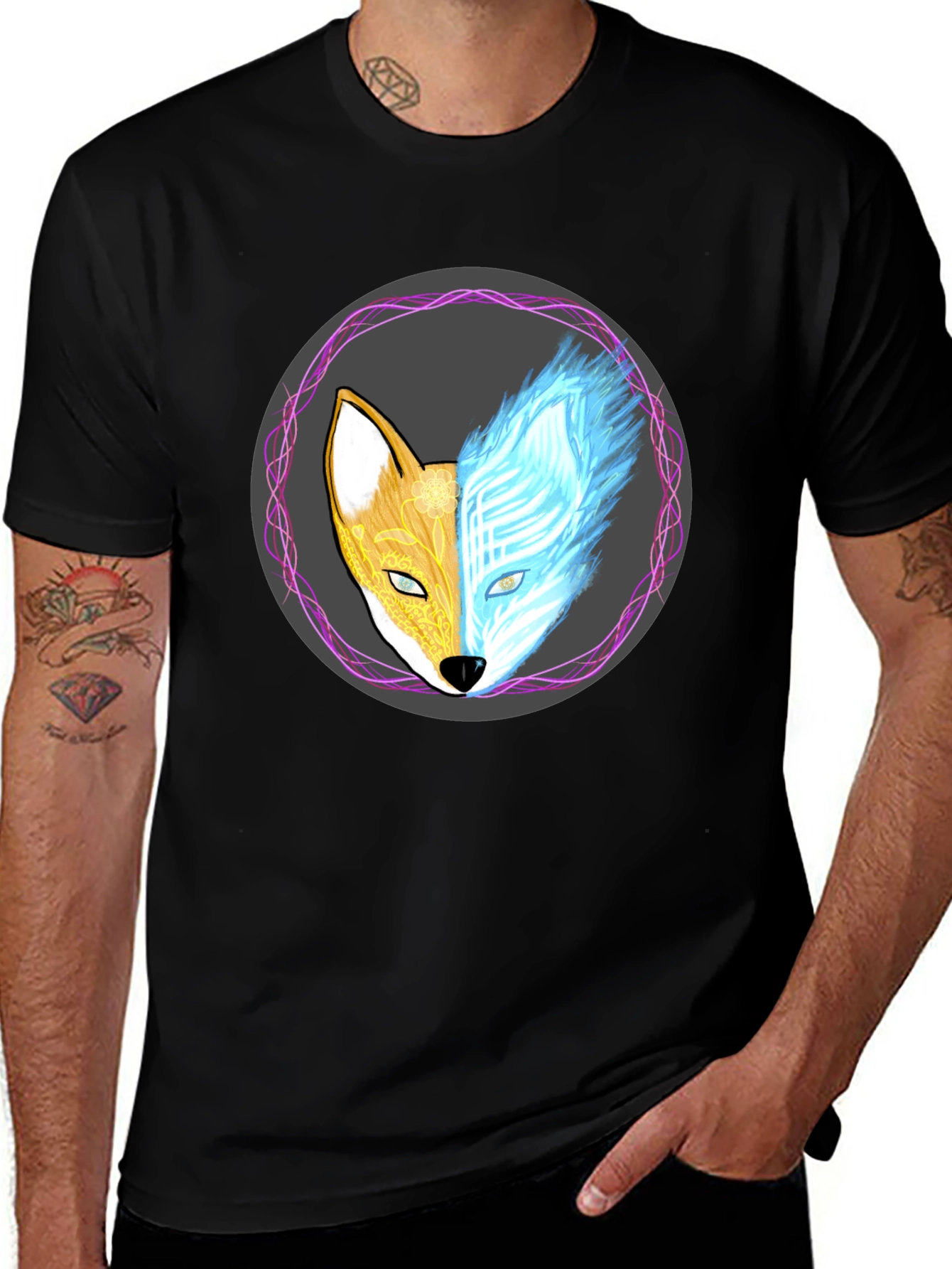 Variant 20 of Yin Yang Fox Graphic Tee - Balance & Style