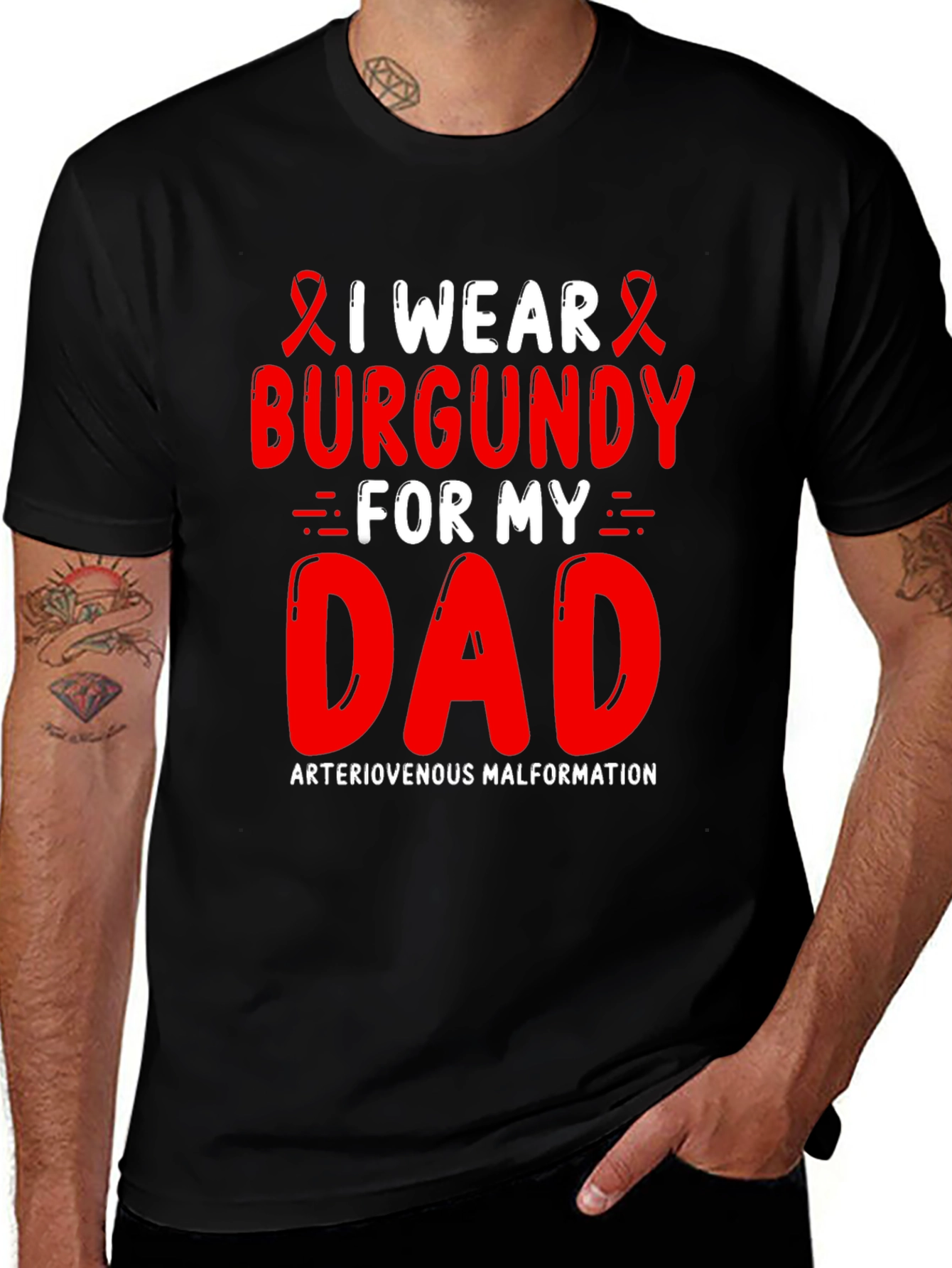 Burgundy Awareness Ribbon T-Shirt - For My Dad